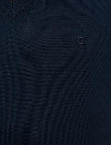 Lacivert Slim Fit V Yaka Basic Triko Kazak - 50230806008