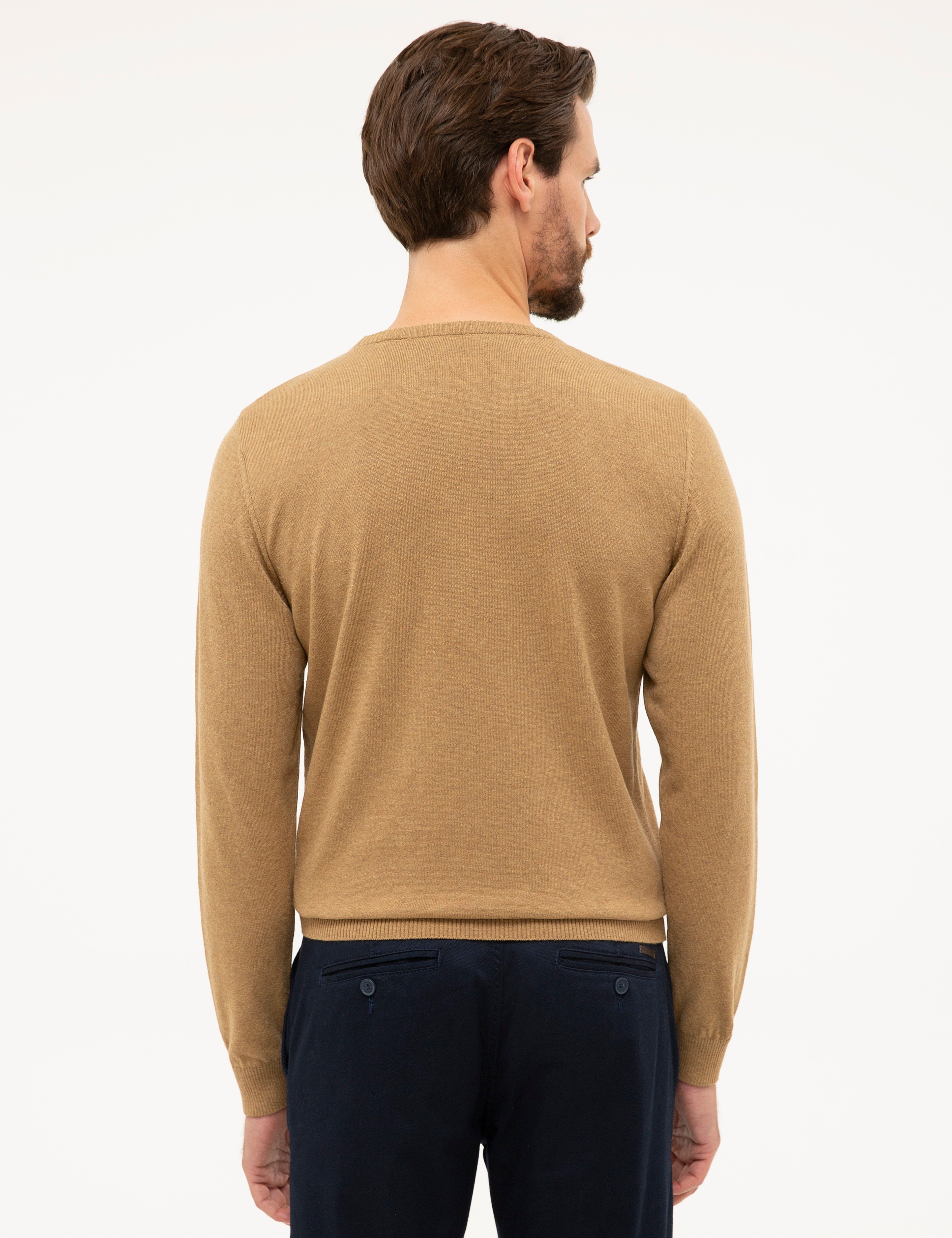 Camel Melanj Slim Fit Bisiklet Yaka Basic Triko Kazak - Image 4