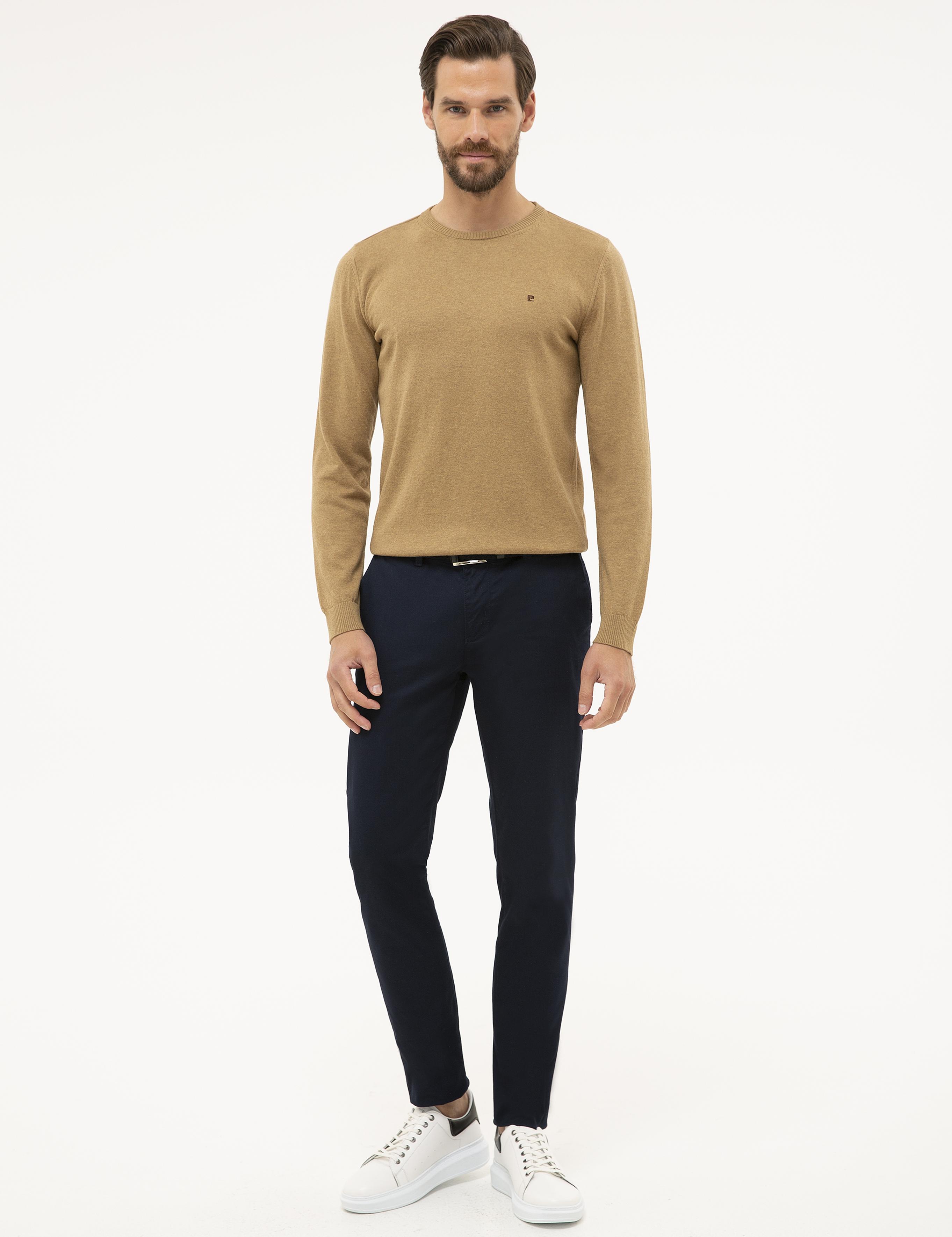 Camel Melanj Slim Fit Bisiklet Yaka Basic Triko Kazak