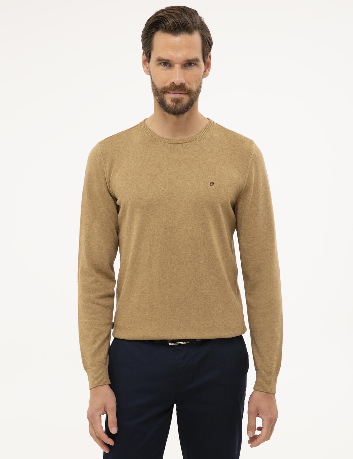Camel Melanj Slim Fit Bisiklet Yaka Basic Triko Kazak
