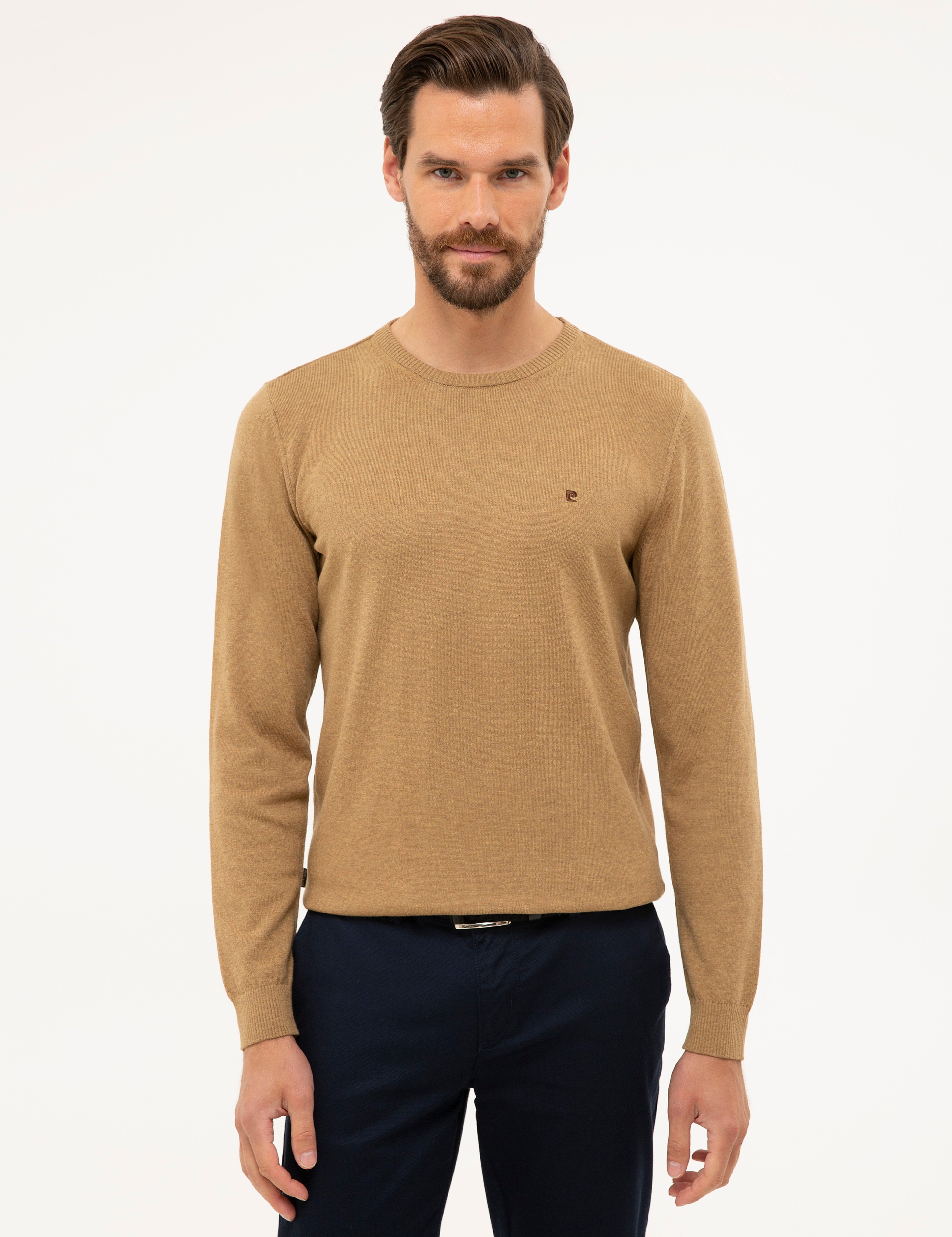Camel Melanj Slim Fit Bisiklet Yaka Basic Triko Kazak - Image 1
