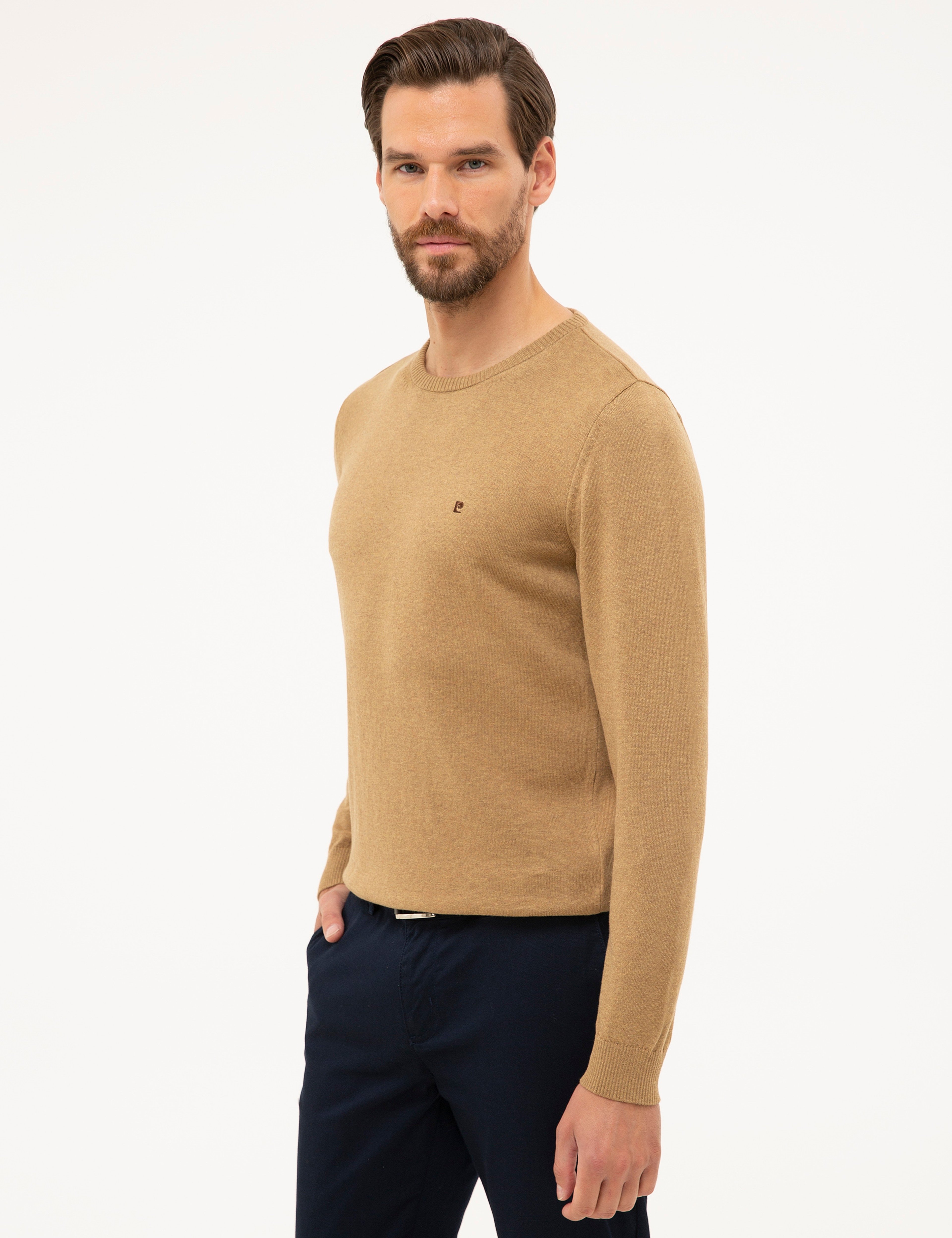 Camel Melanj Slim Fit Bisiklet Yaka Basic Triko Kazak - Image 3