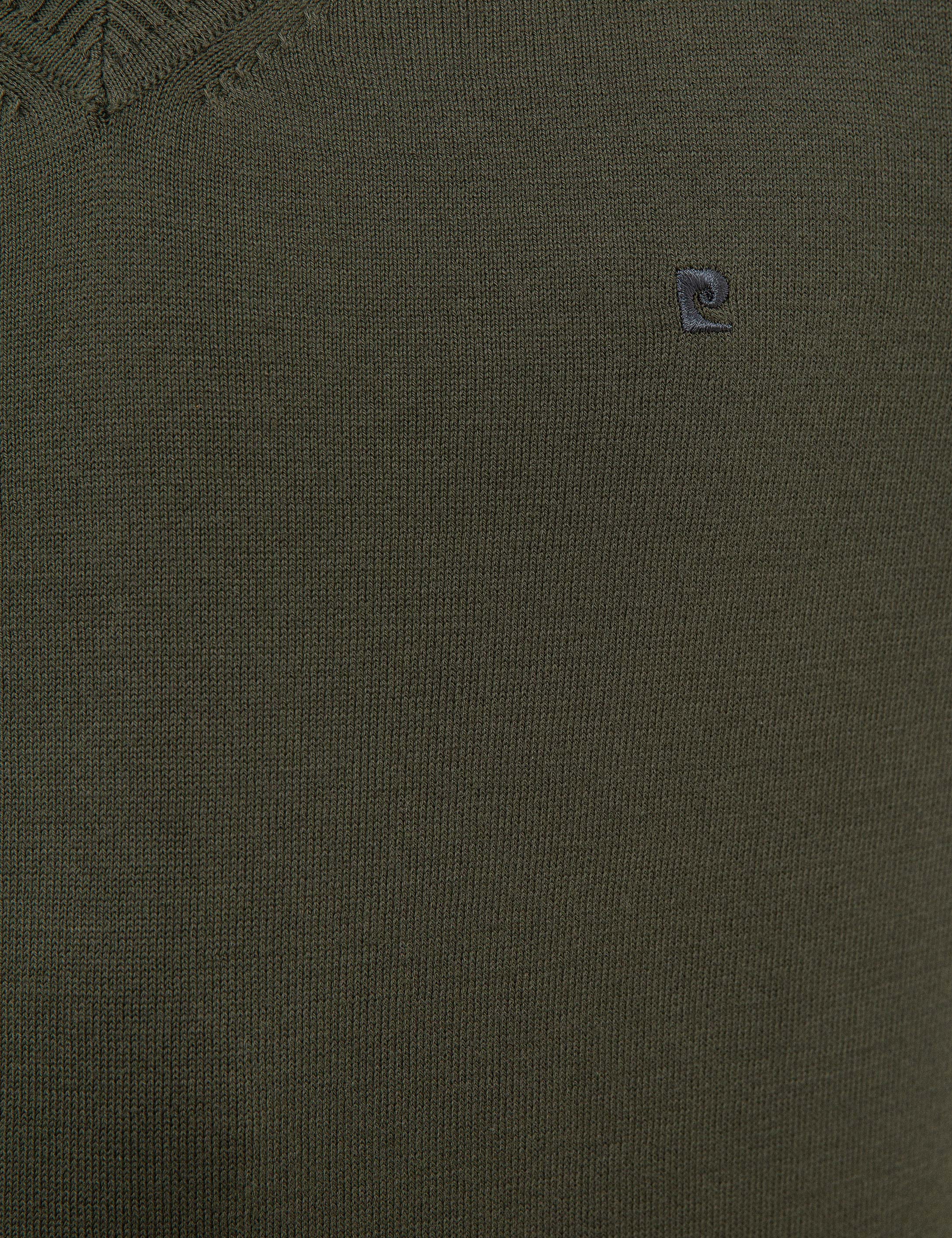 Yeşil Slim Fit V Yaka Basic Triko Kazak