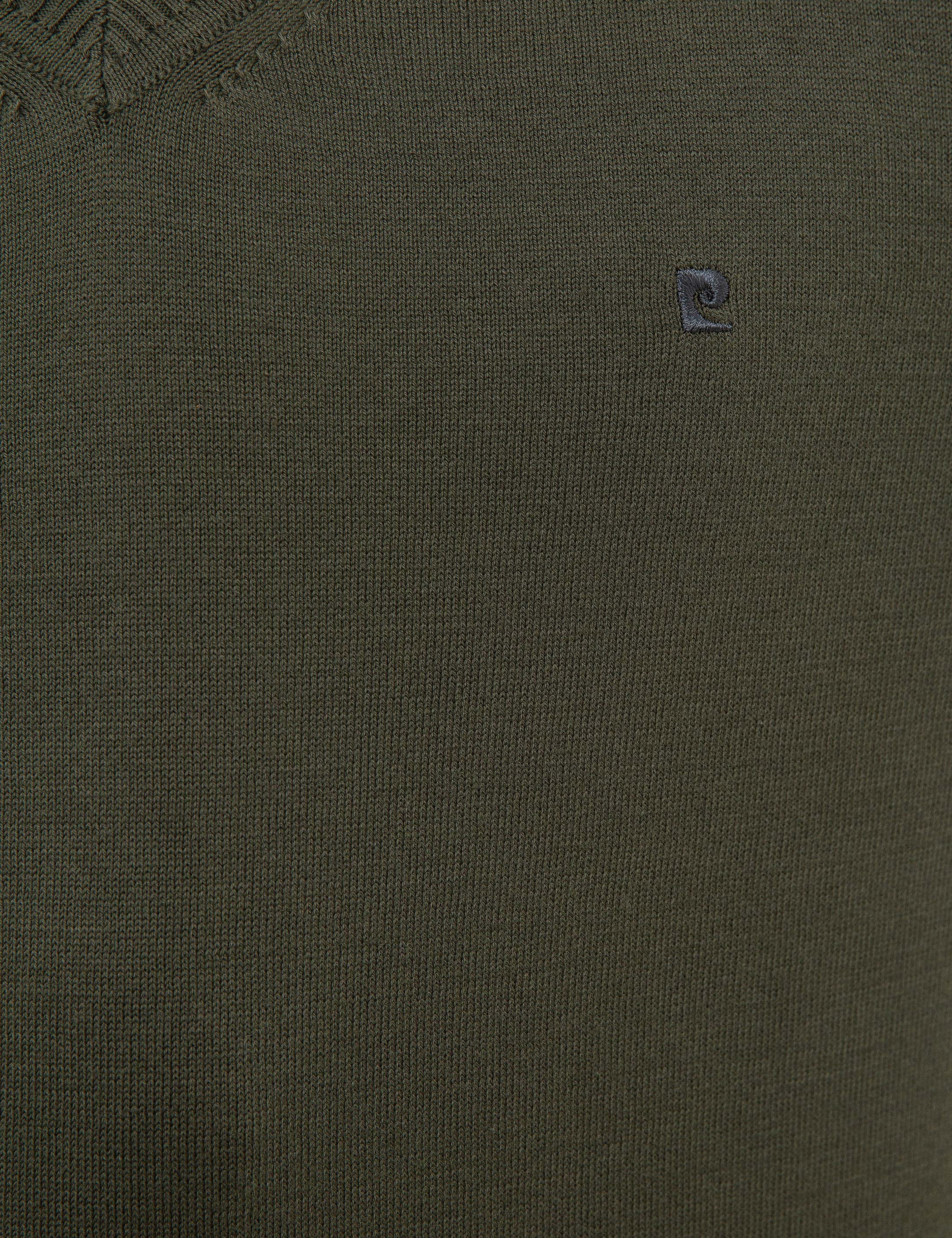 Yeşil Slim Fit V Yaka Basic Triko Kazak