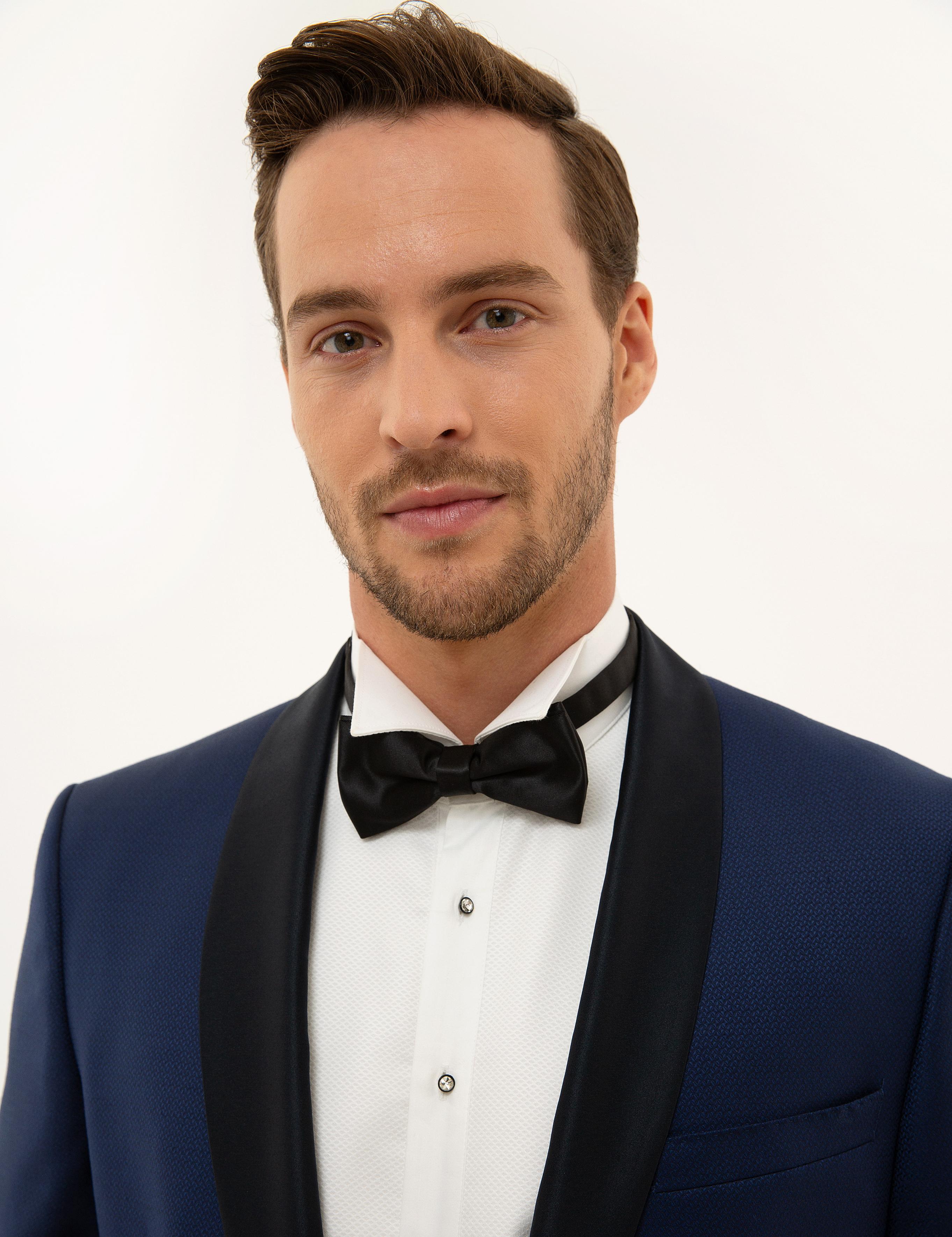 Lacivert Yelekli Ekstra Slim Fit %100 Yün Smokin