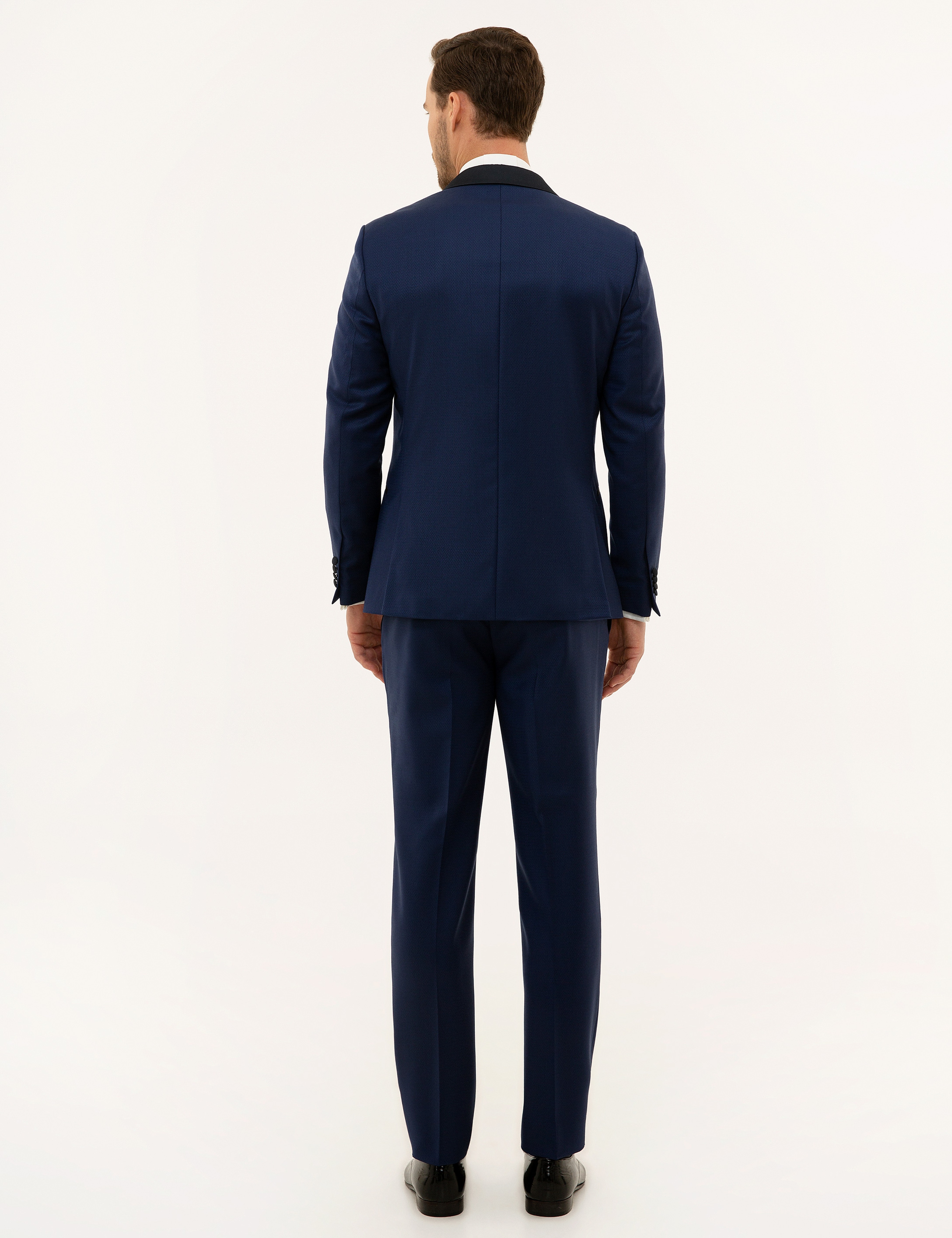 Lacivert Yelekli Ekstra Slim Fit %100 Yün Smokin