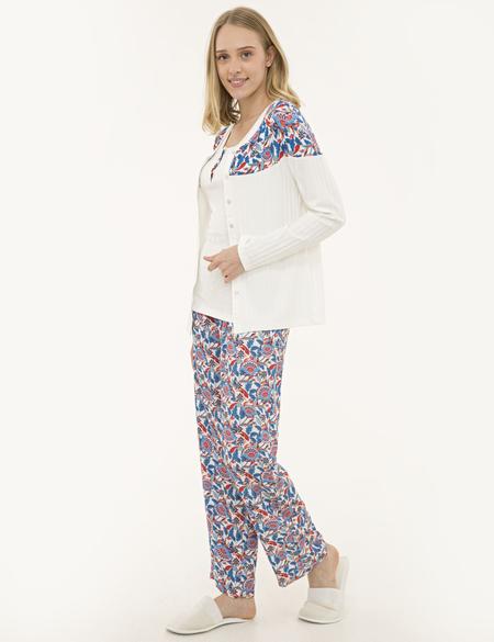 Ekru 3' lü Pijama Takımı - 50234477004