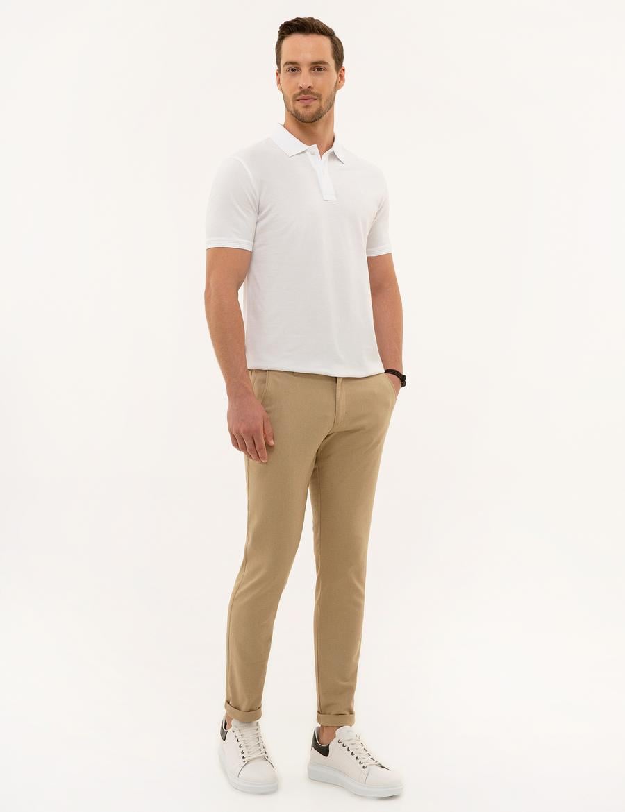 Camel Slim Fit Kanvas Pantolon