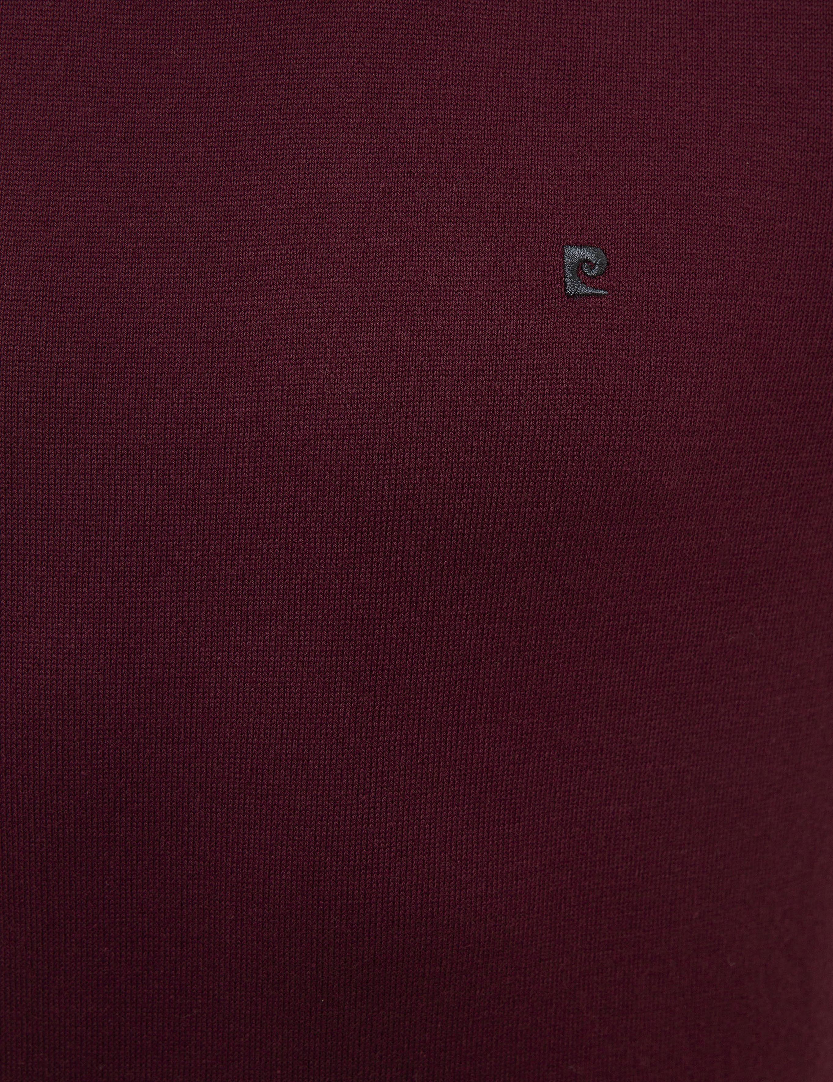 Bordo Slim Fit Bisiklet Yaka Basic Triko Kazak