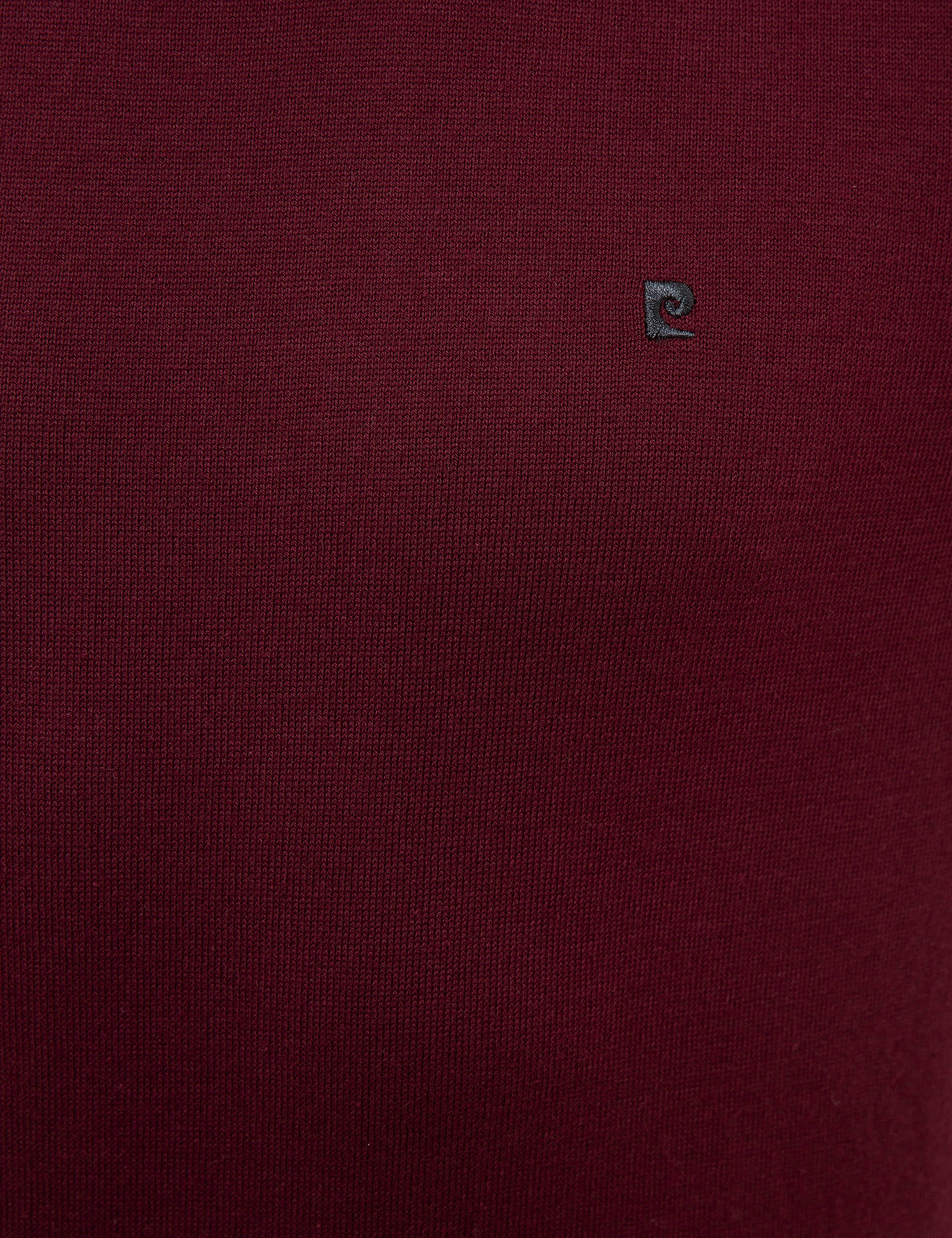 Bordo Slim Fit Bisiklet Yaka Basic Triko Kazak - Image 6