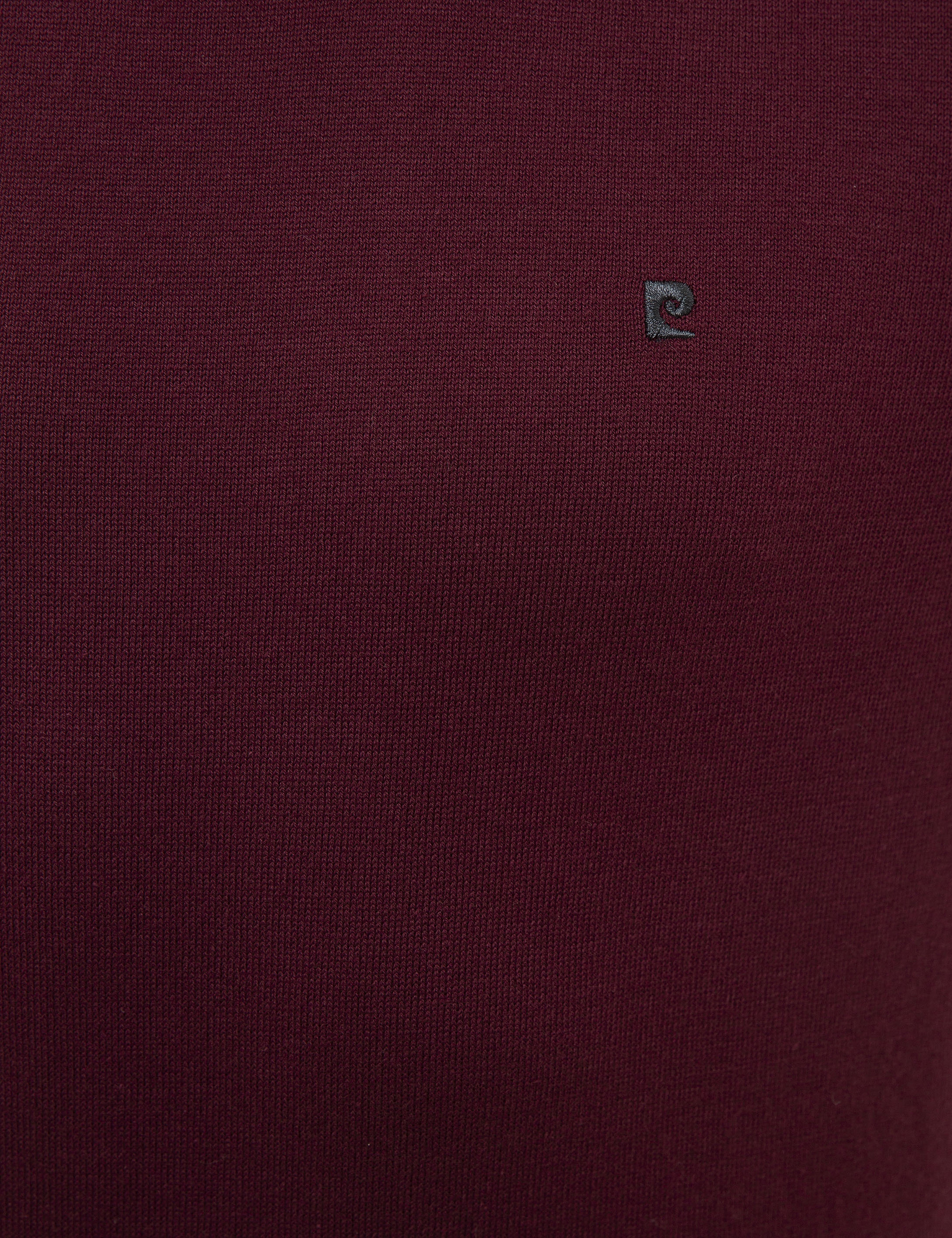 Bordo Slim Fit Bisiklet Yaka Basic Triko Kazak