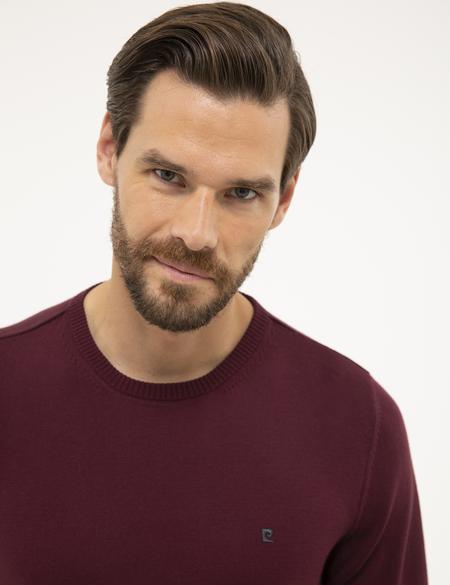 Bordo Slim Fit Bisiklet Yaka Basic Triko Kazak - 50230805029