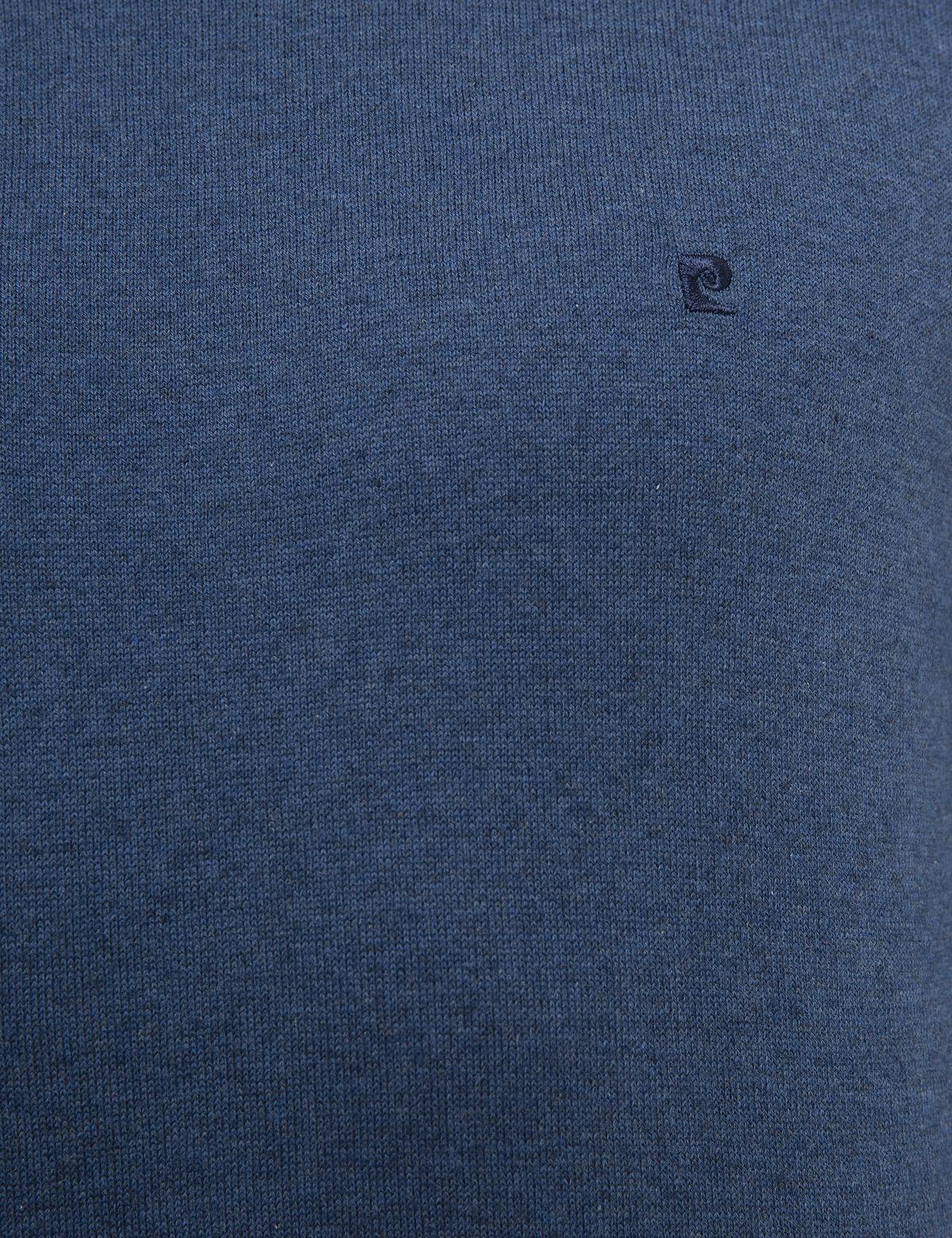 İndigo Mavi Melanj Slim Fit Yarım Balıkçı Yaka Basic Triko Kazak - 50230807071