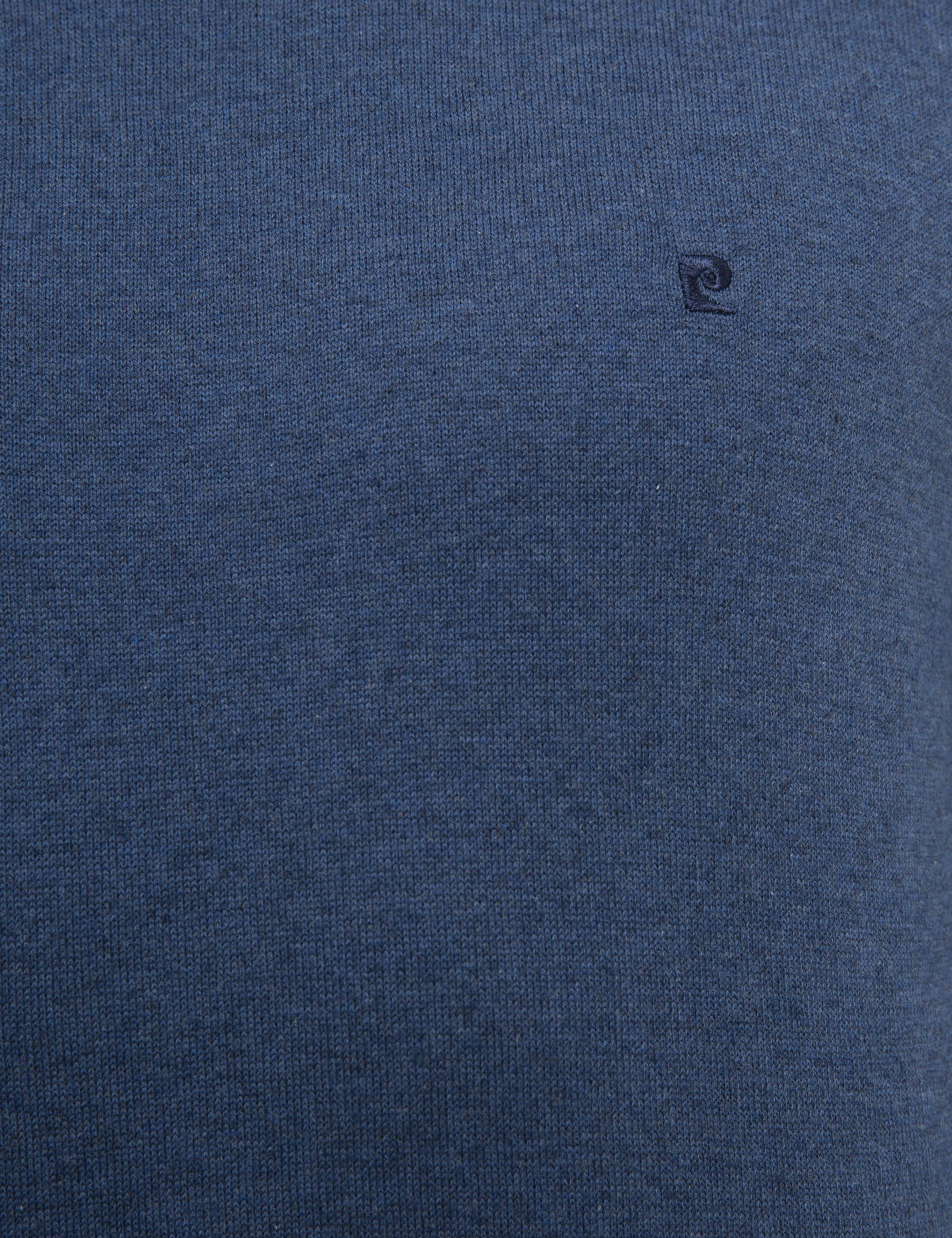 İndigo Mavi Melanj Slim Fit Yarım Balıkçı Yaka Basic Triko Kazak