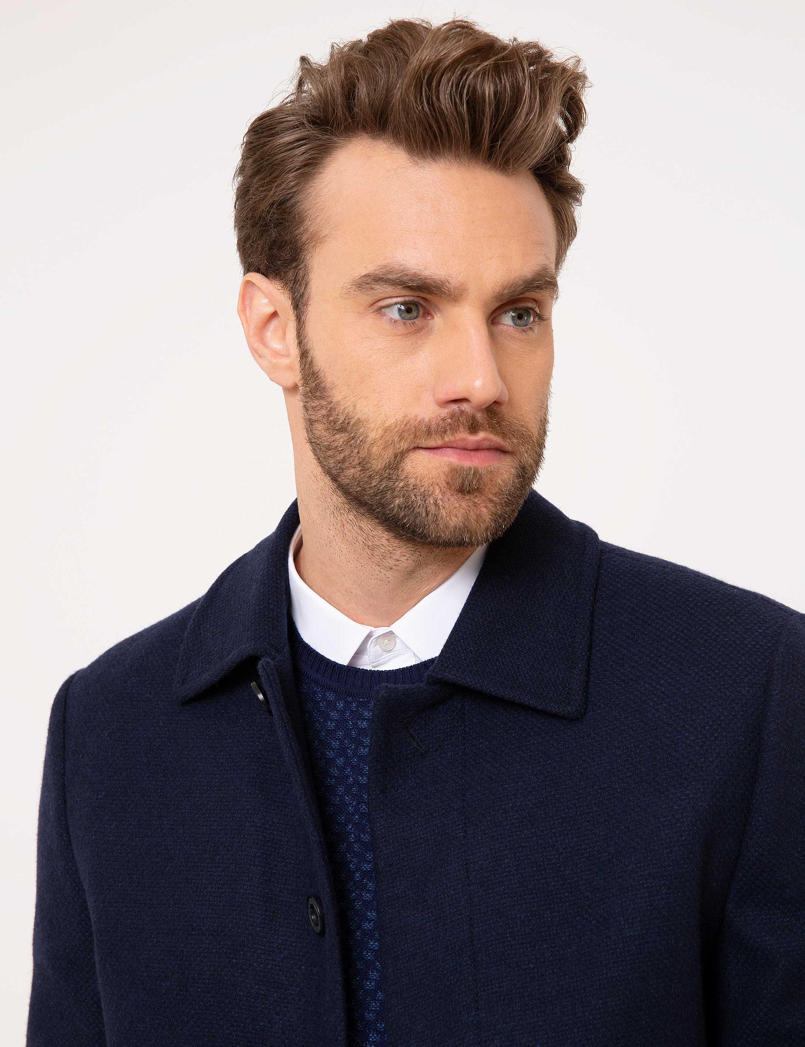 Lacivert Slim Fit Palto