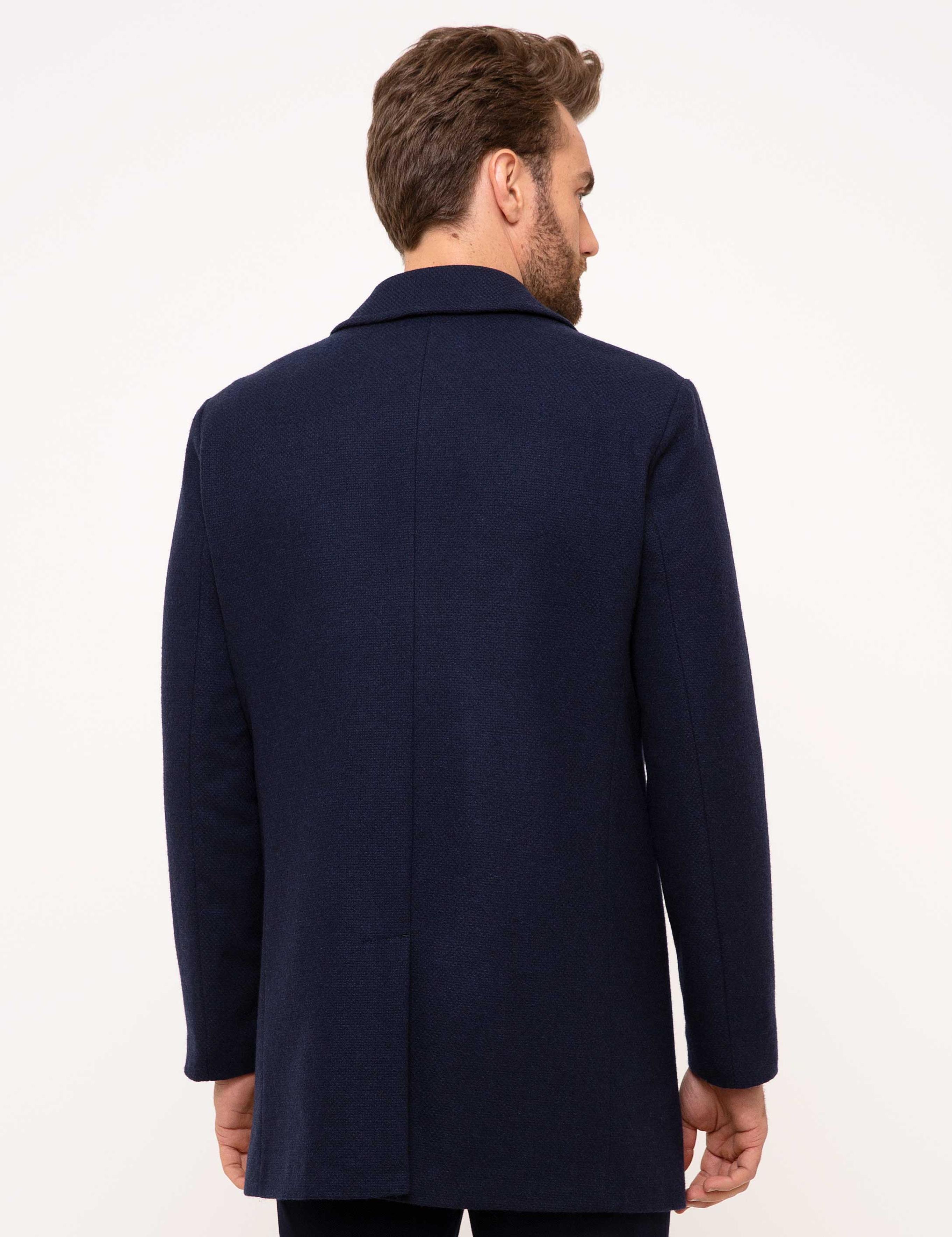 Lacivert Slim Fit Palto