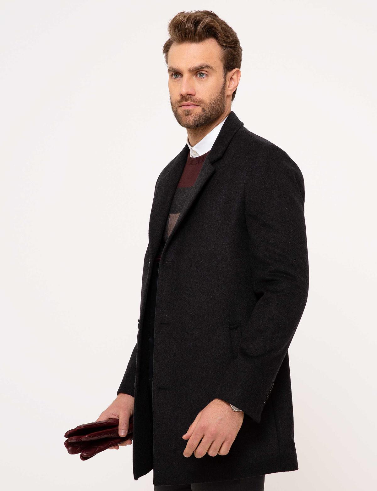 Antrasit Melanj Ex.Slim Fit Palto - 50210268006