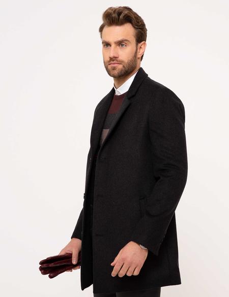 Antrasit Melanj Ex.Slim Fit Palto - 50210268006