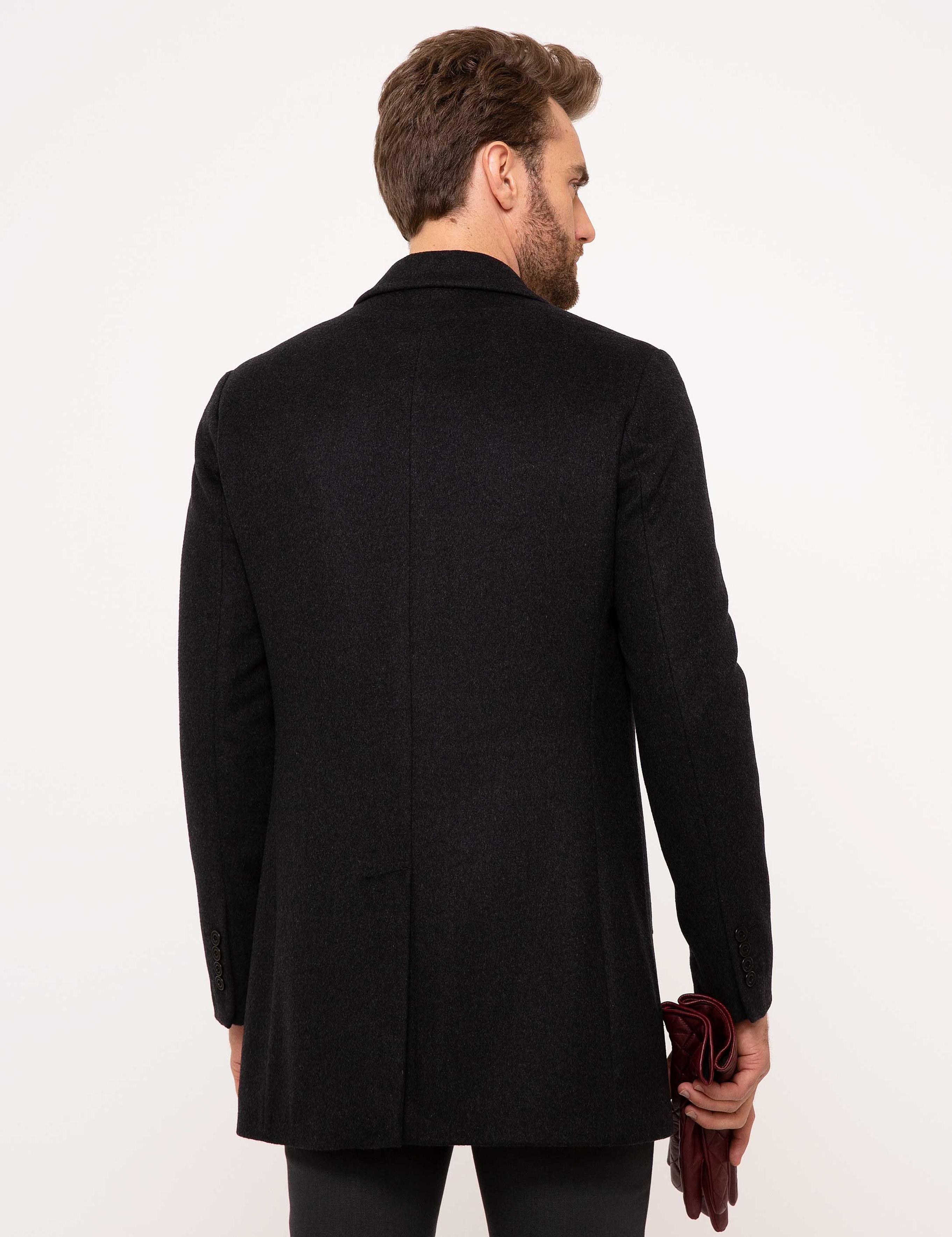 Antrasit Melanj Ex.Slim Fit Palto