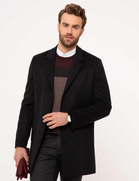 Antrasit Melanj Ex.Slim Fit Palto - 50210268006