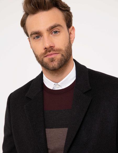 Antrasit Melanj Ex.Slim Fit Palto - 50210268006