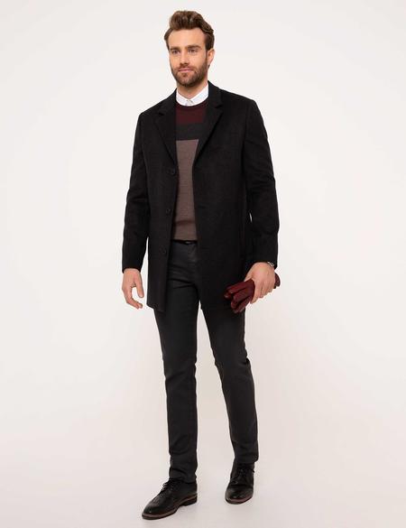 Antrasit Melanj Ex.Slim Fit Palto - 50210268006