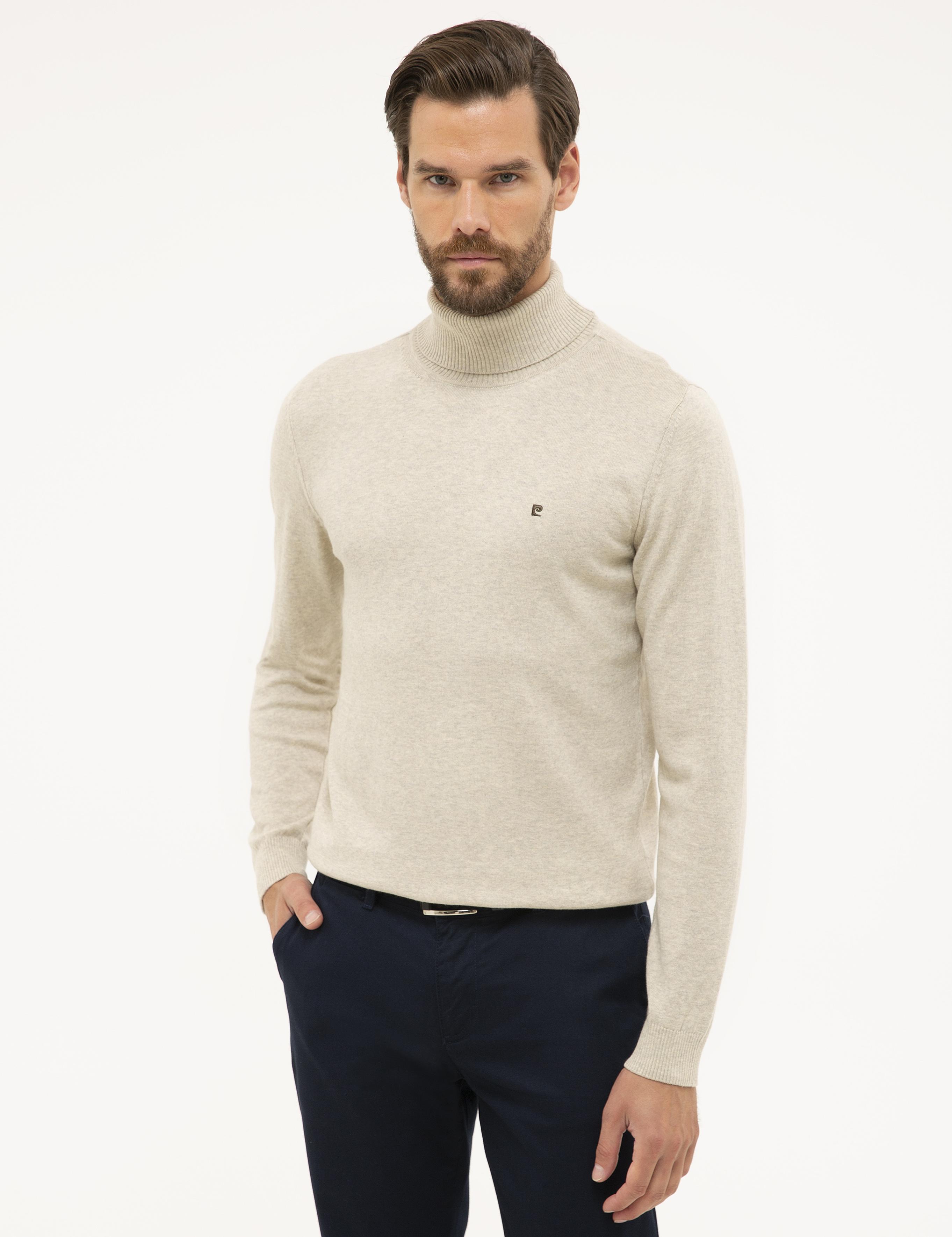 Kum Melanj Slim Fit Tam Balıkçı Yaka Basic Triko Kazak