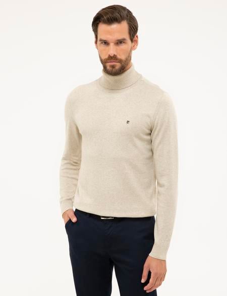 Kum Melanj Slim Fit Tam Balıkçı Yaka Basic Triko Kazak - 50230785066