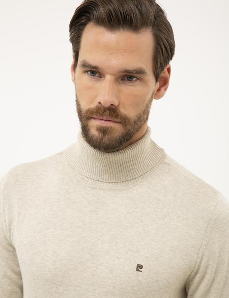 Kum Melanj Slim Fit Tam Balıkçı Yaka Basic Triko Kazak - 50230785066