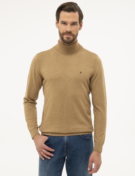 Camel Melanj Slim Fit Tam Balıkçı Yaka Basic Triko Kazak - 50230785059