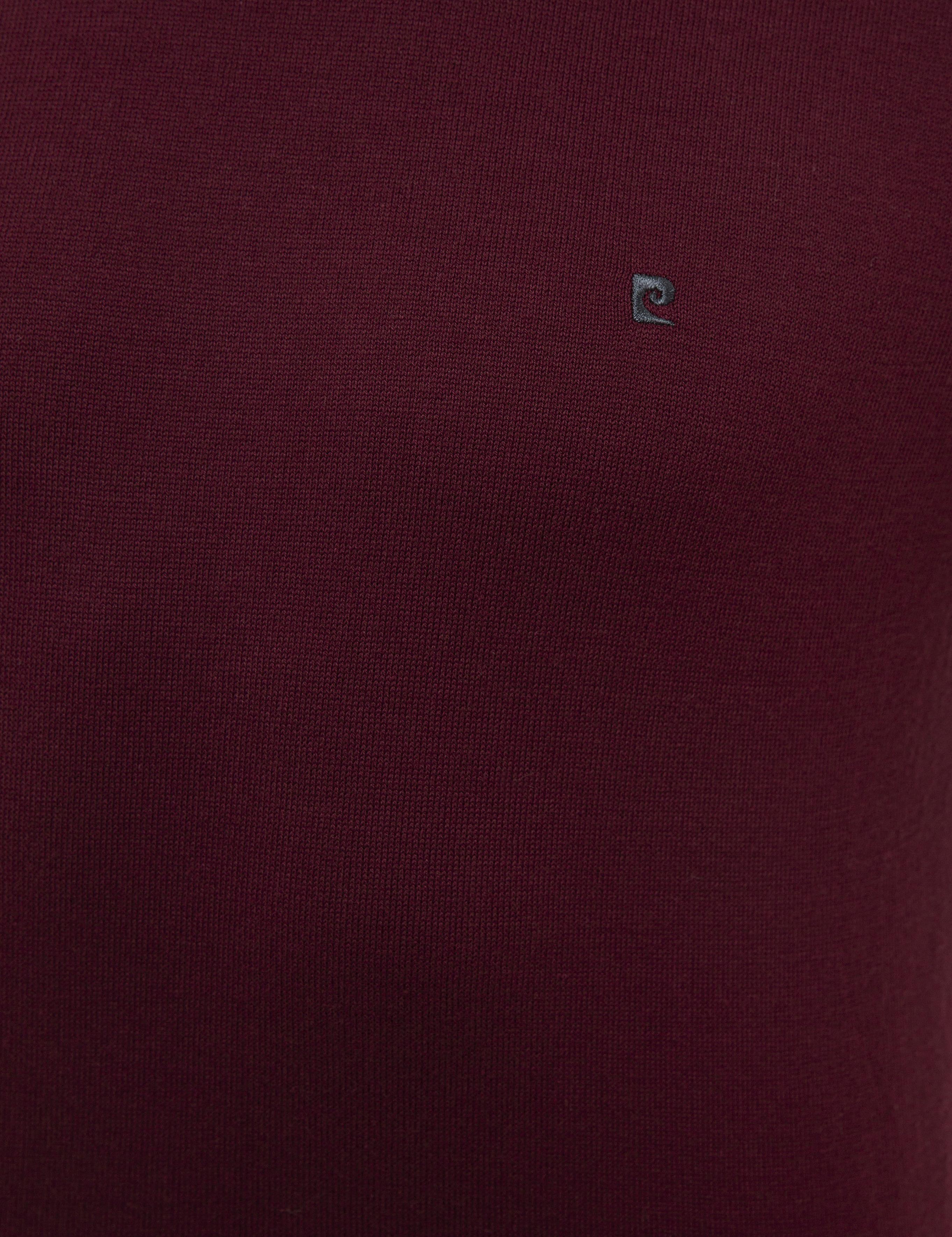 Bordo Slim Fit Yarım Balıkçı Yaka Basic Triko Kazak