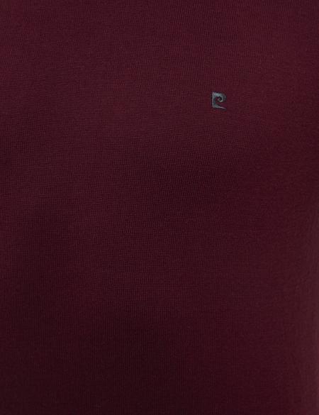 Bordo Slim Fit Yarım Balıkçı Yaka Basic Triko Kazak - 50230807021