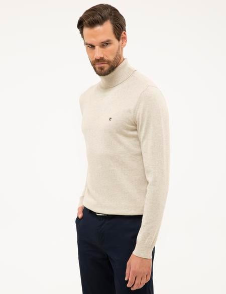 Kum Melanj Slim Fit Tam Balıkçı Yaka Basic Triko Kazak - 50230785066