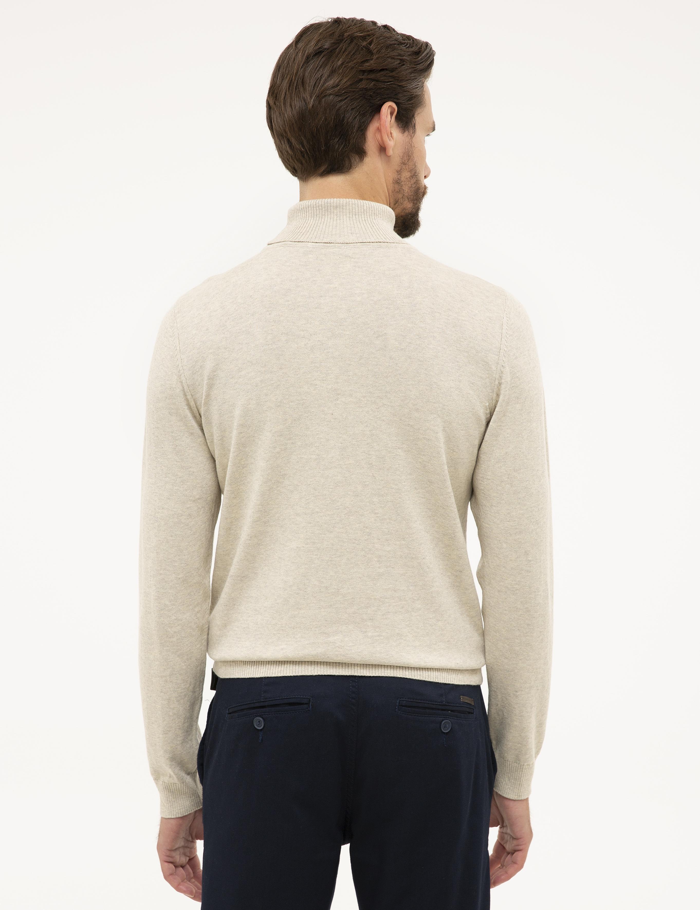 Kum Melanj Slim Fit Tam Balıkçı Yaka Basic Triko Kazak