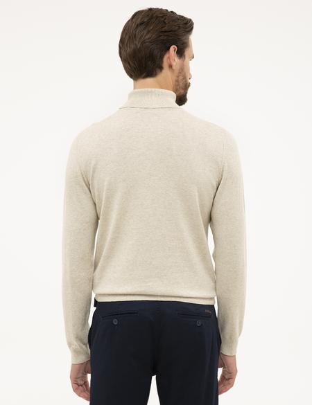 Kum Melanj Slim Fit Tam Balıkçı Yaka Basic Triko Kazak - 50230785066