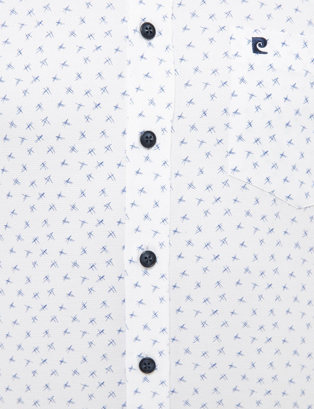 Lacivert Detaylı Beyaz Regular Fit Kısa Kollu Gömlek - 50227443008