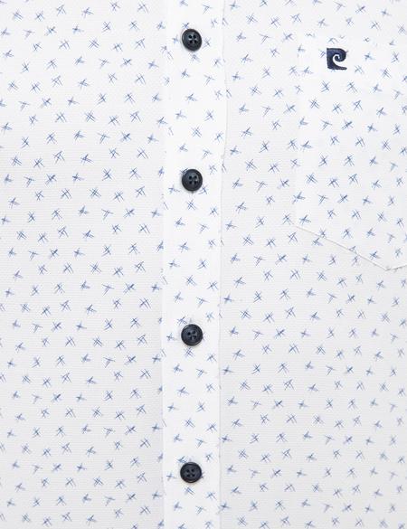 Lacivert Detaylı Beyaz Regular Fit Kısa Kollu Gömlek - 50227443008