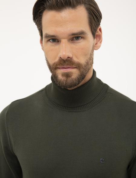 Yeşil Slim Fit Tam Balıkçı Yaka Basic Triko Kazak - 50230785036