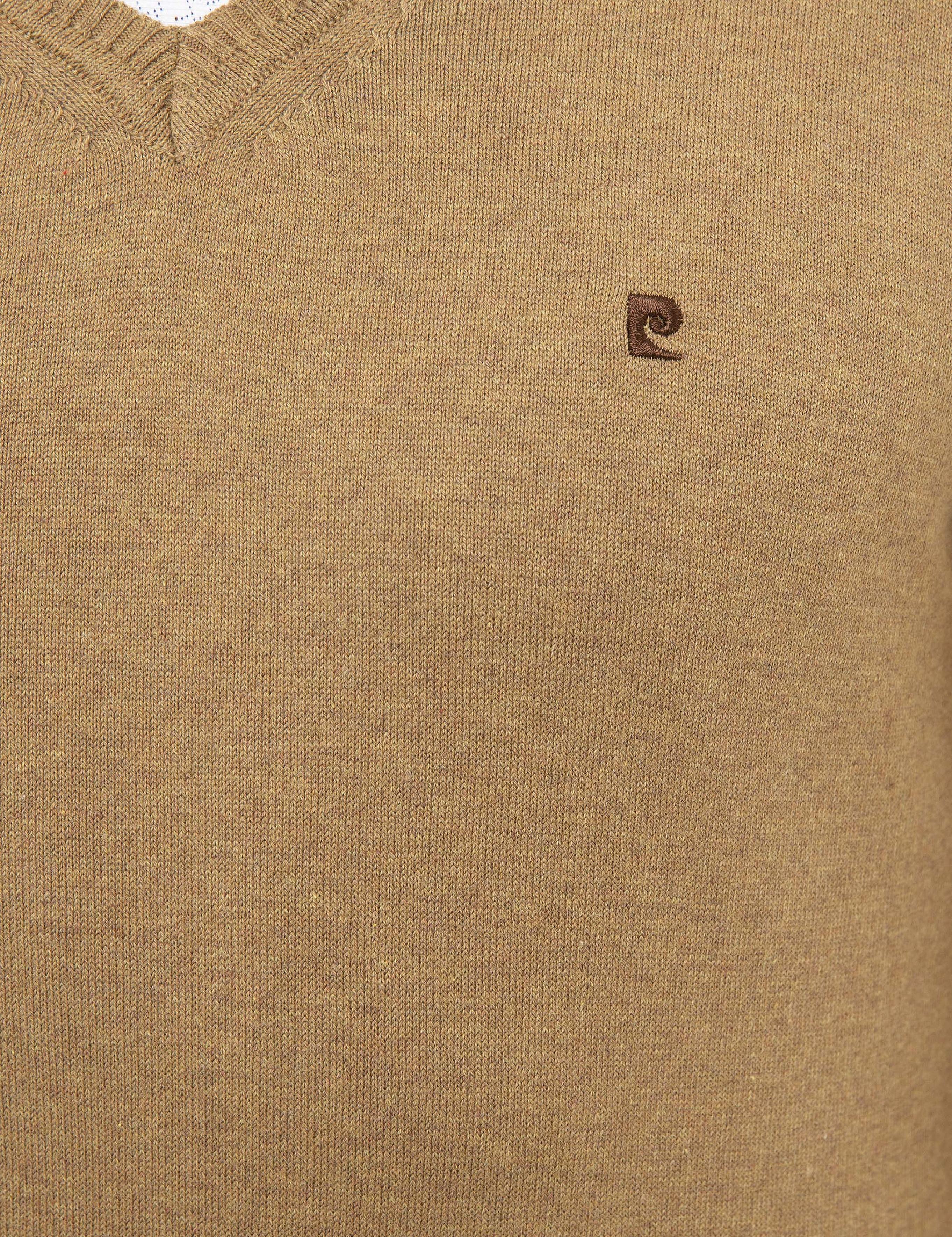 Camel Melanj Slim Fit V Yaka Basic Triko Kazak