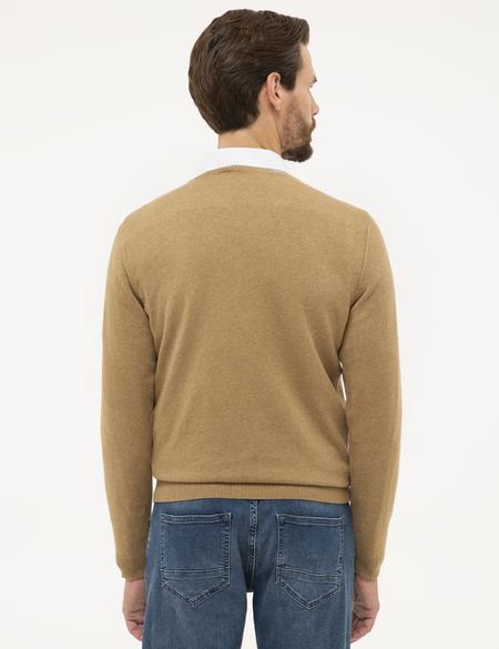 Camel Melanj Slim Fit V Yaka Basic Triko Kazak - 50230806078