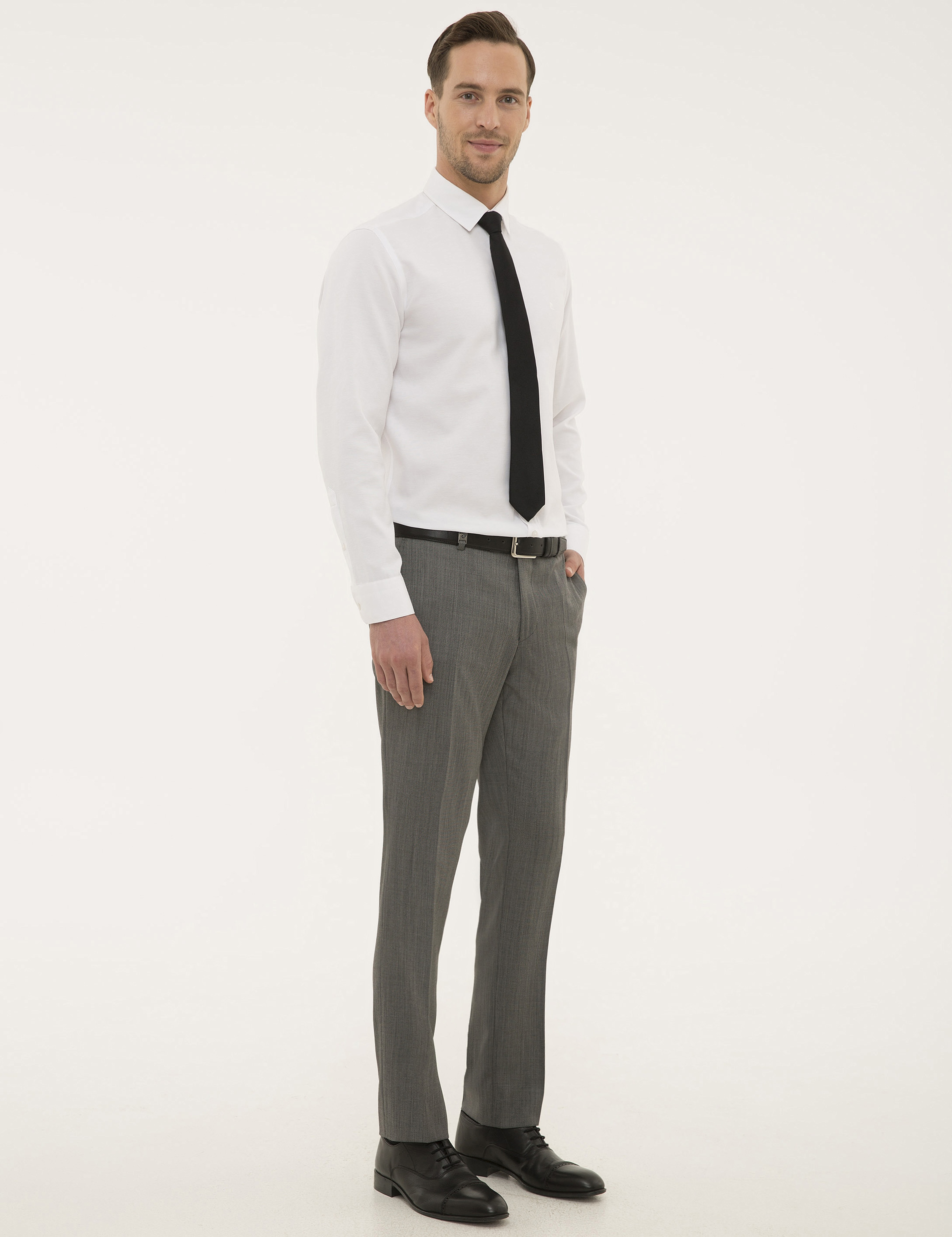 Gri Slim Fit Kumaş Pantolon - Image 2