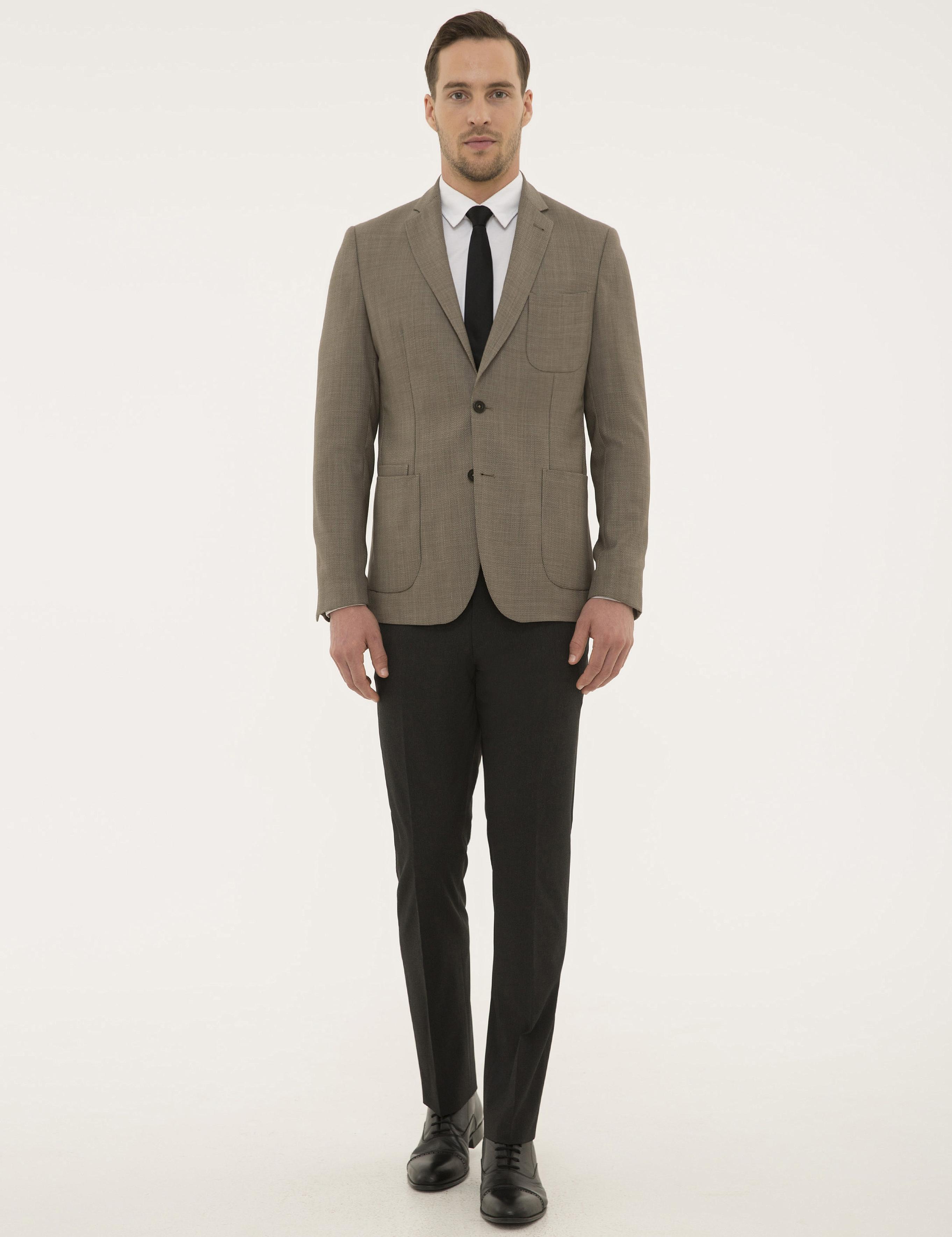 Kahverengi Slim Fit Ceket