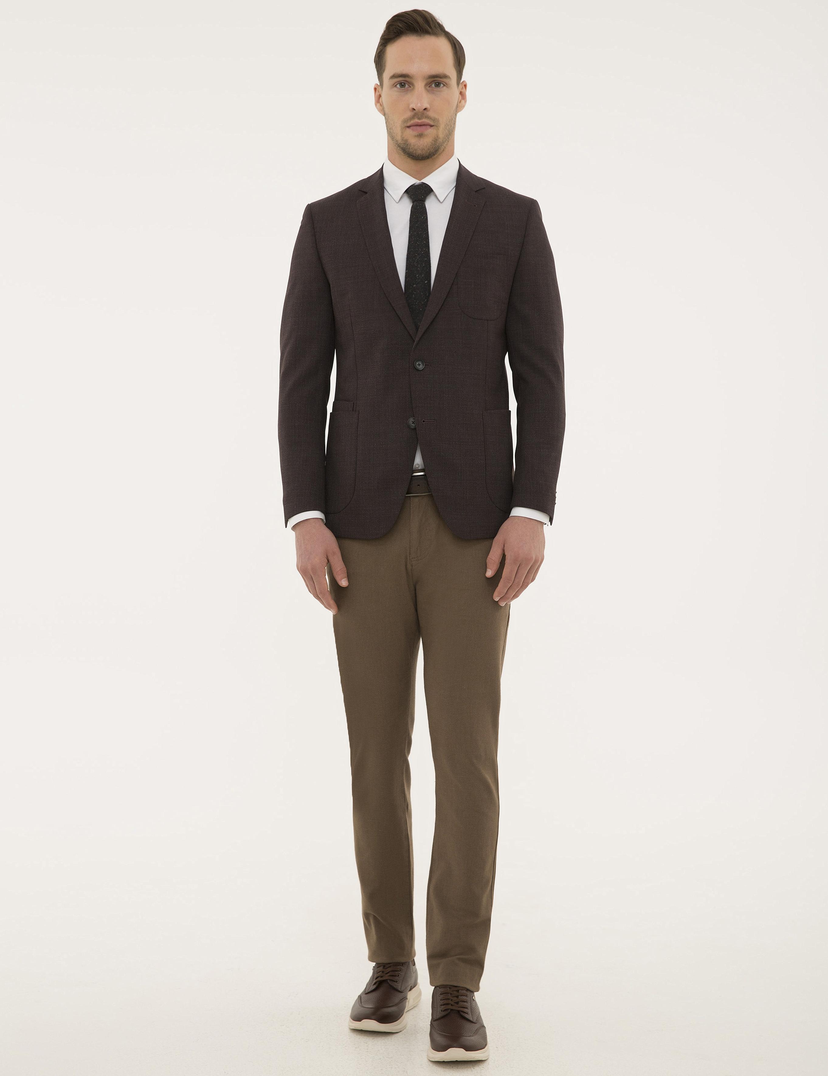 Bordo Ekstra Slim Fit Ceket