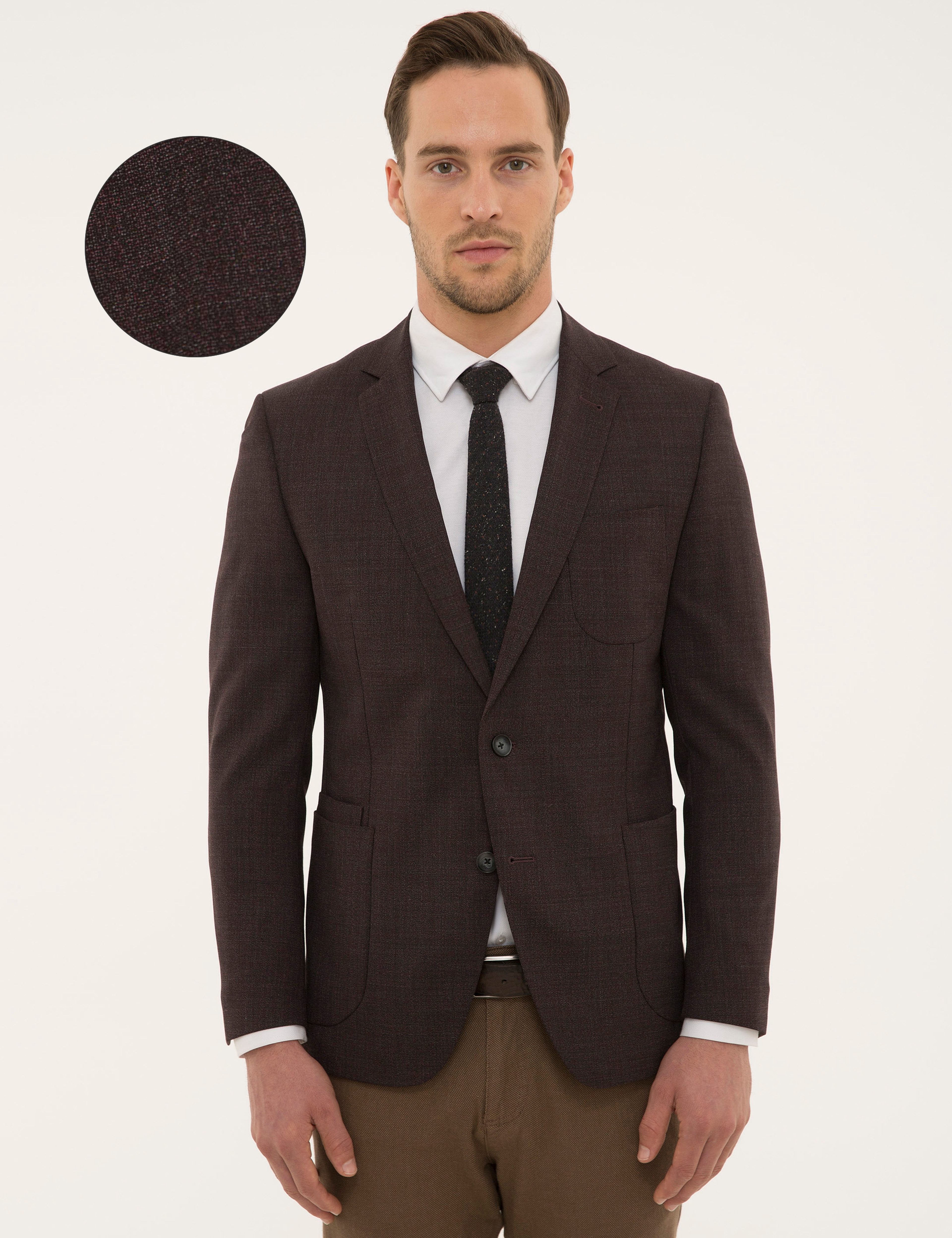 Bordo Ekstra Slim Fit Ceket - Image 1