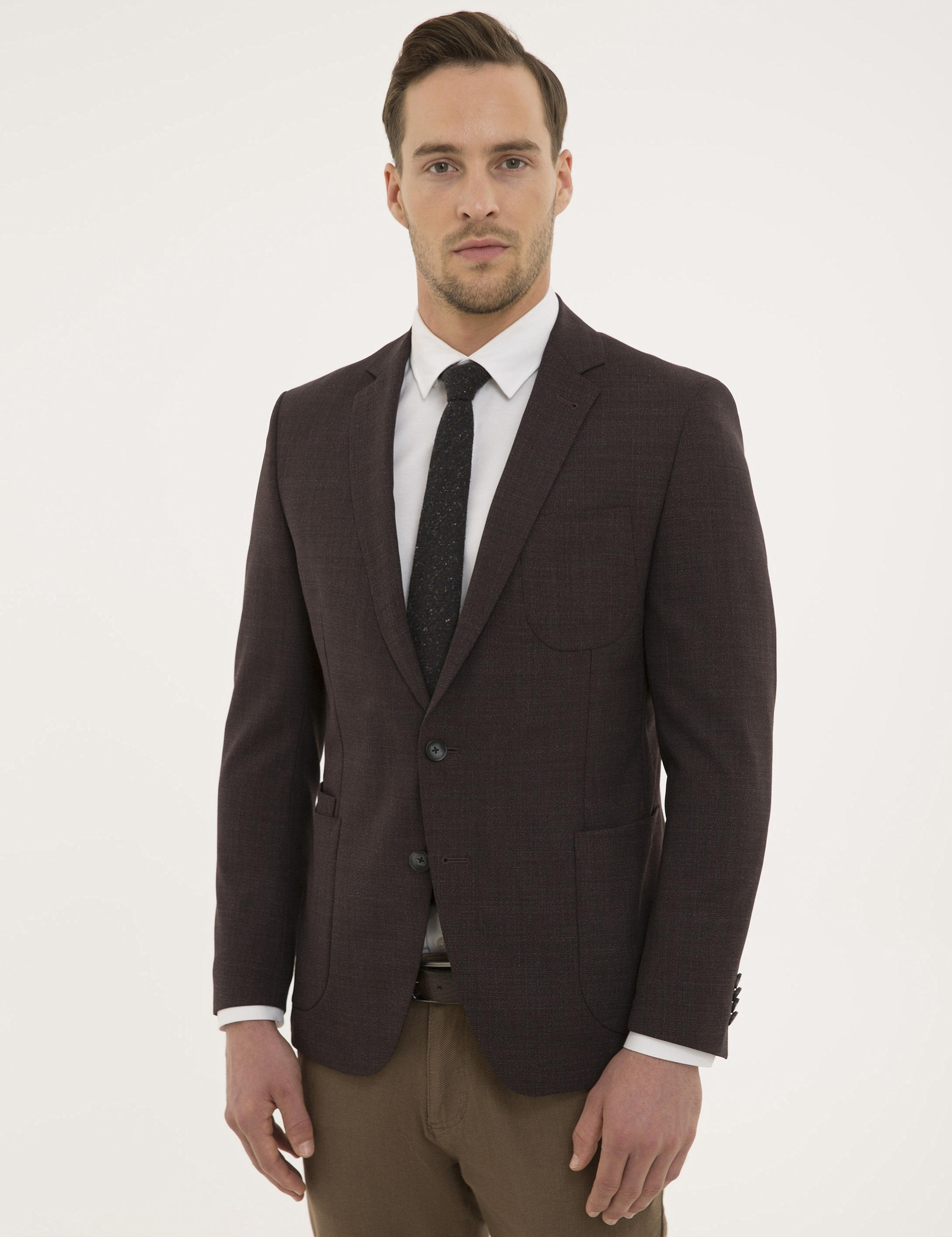 Bordo Ekstra Slim Fit Ceket