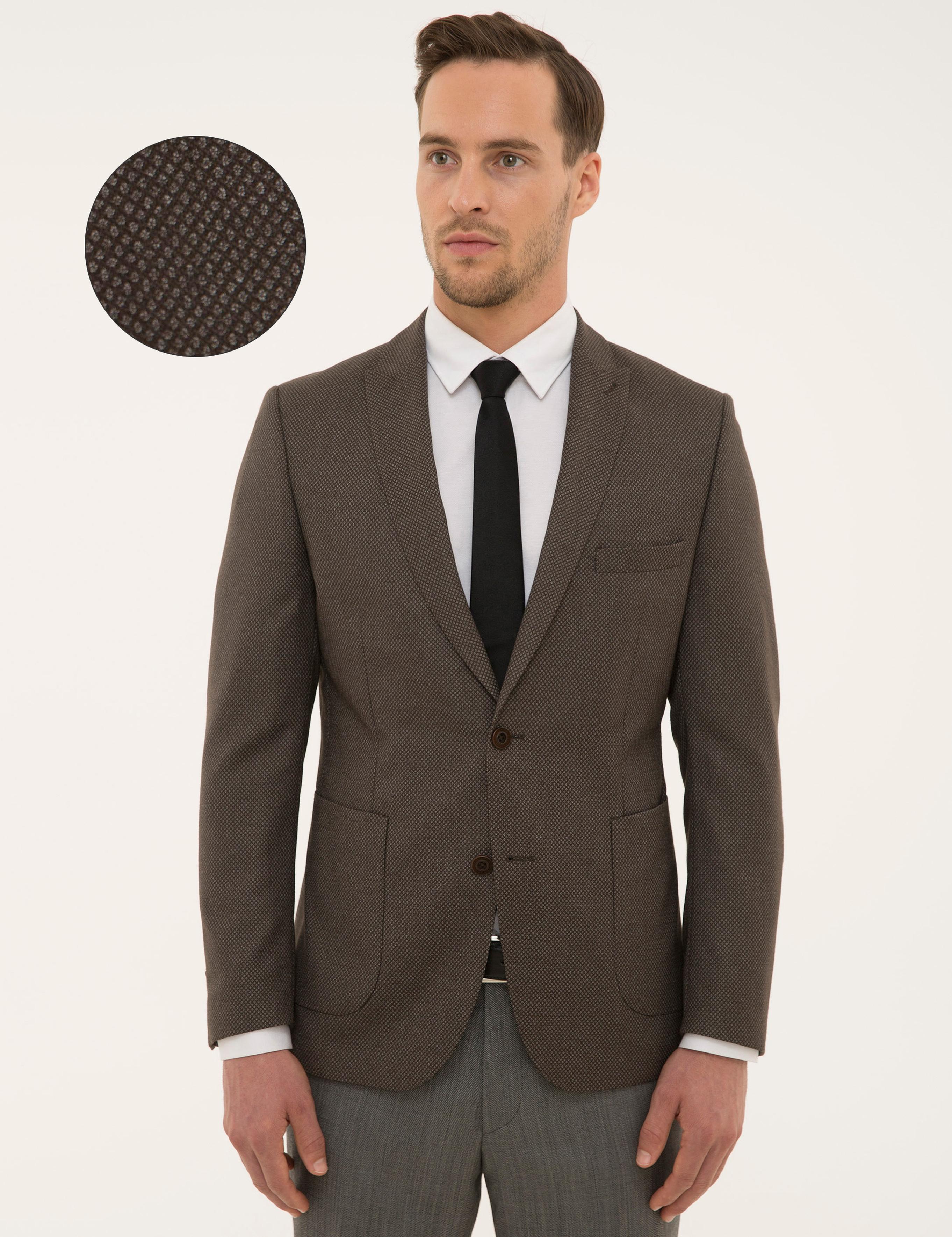 Kahverengi Slim Fit Ceket