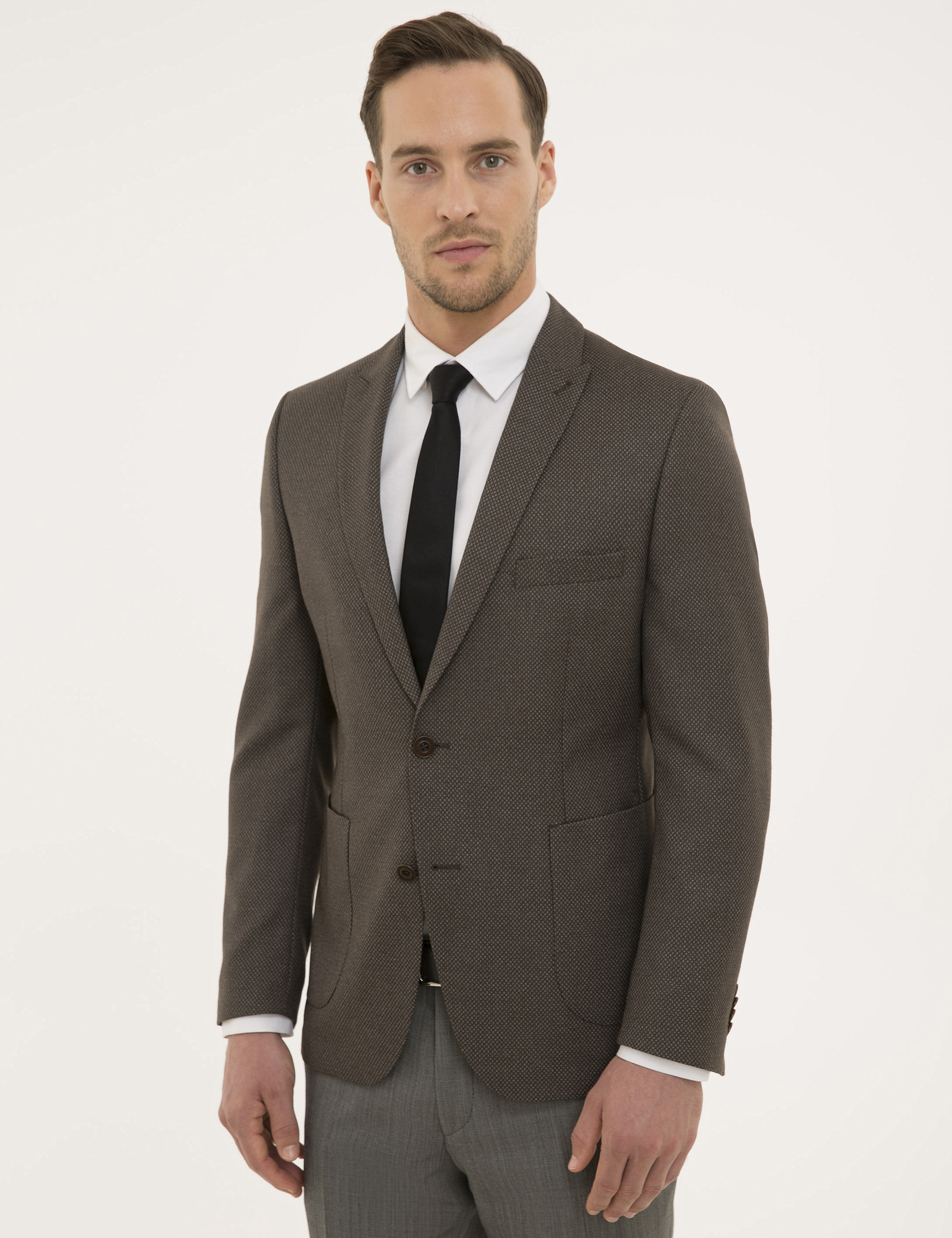 Kahverengi Slim Fit Ceket - Image 3