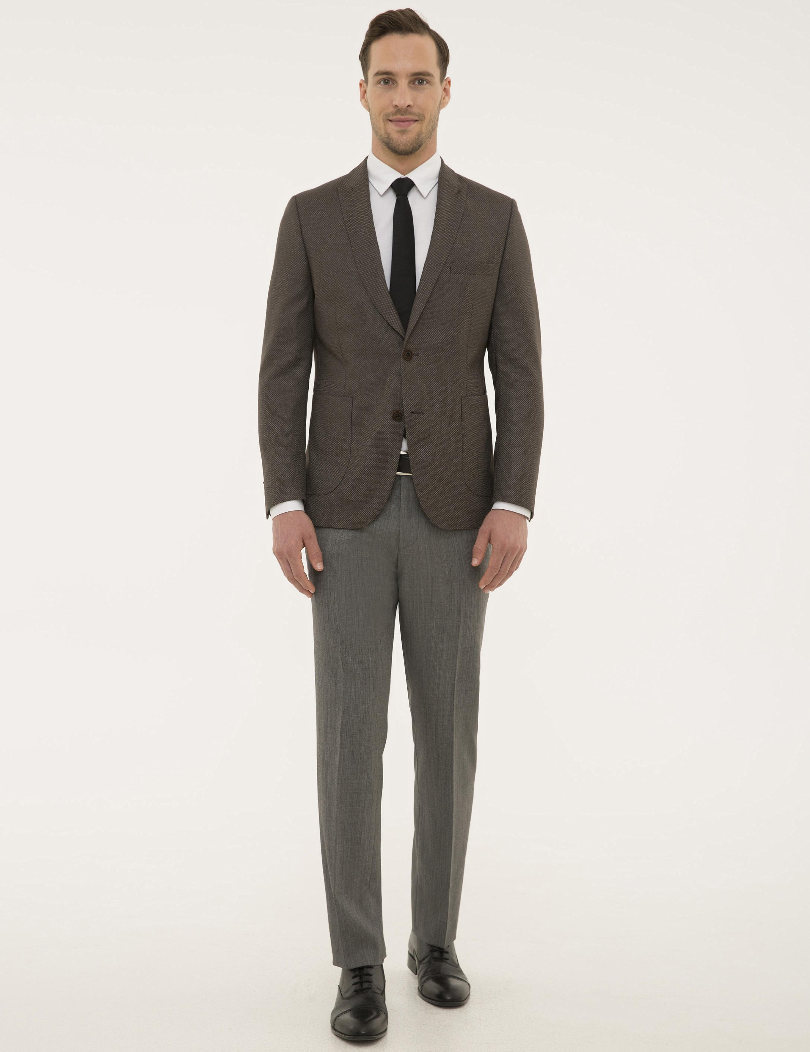 Kahverengi Slim Fit Ceket