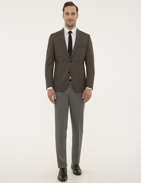 Kahverengi Slim Fit Ceket - 50203026002