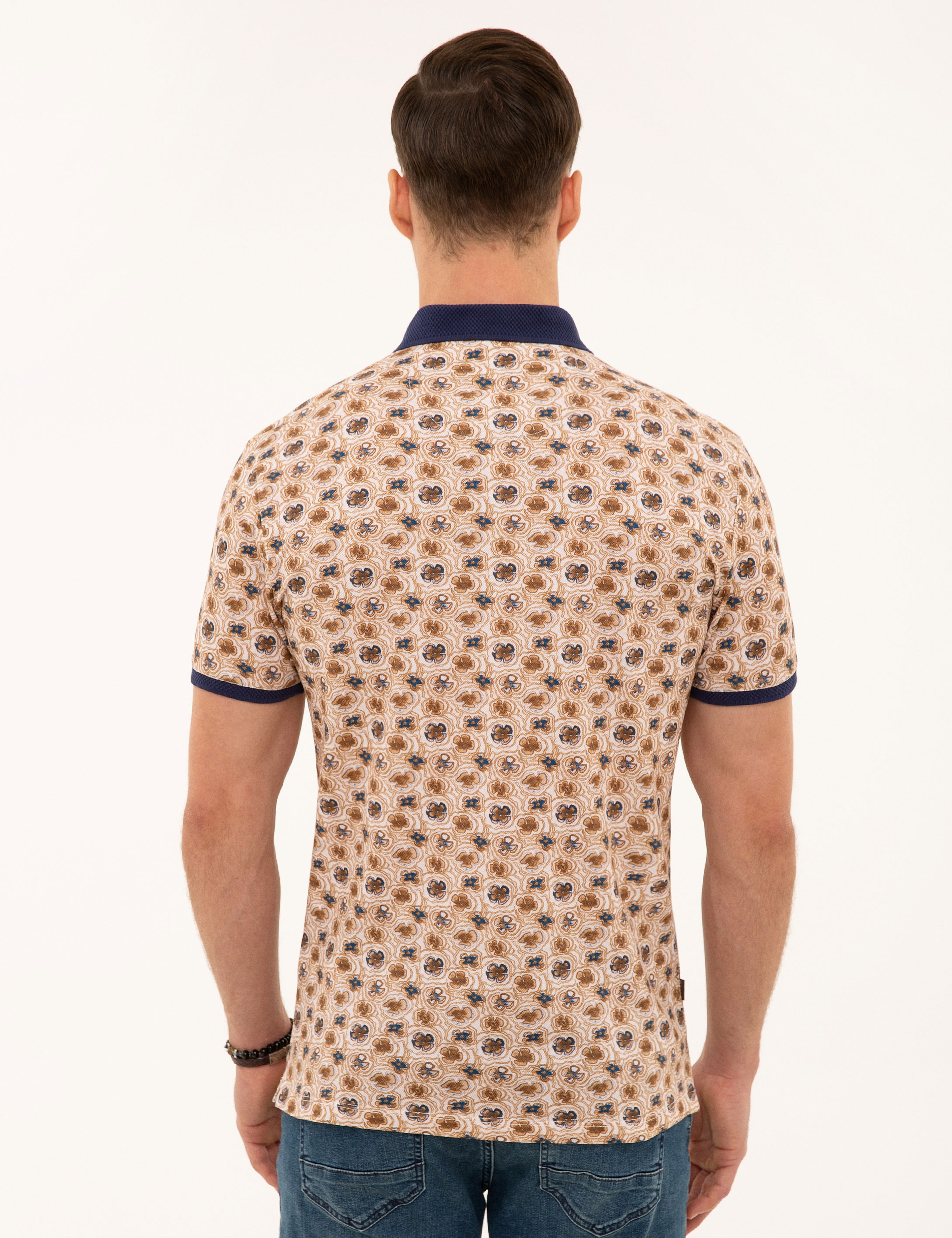 Kahverengi Slim Fit %100 Pamuk Düğmeli Polo Yaka Tişört - Image 3